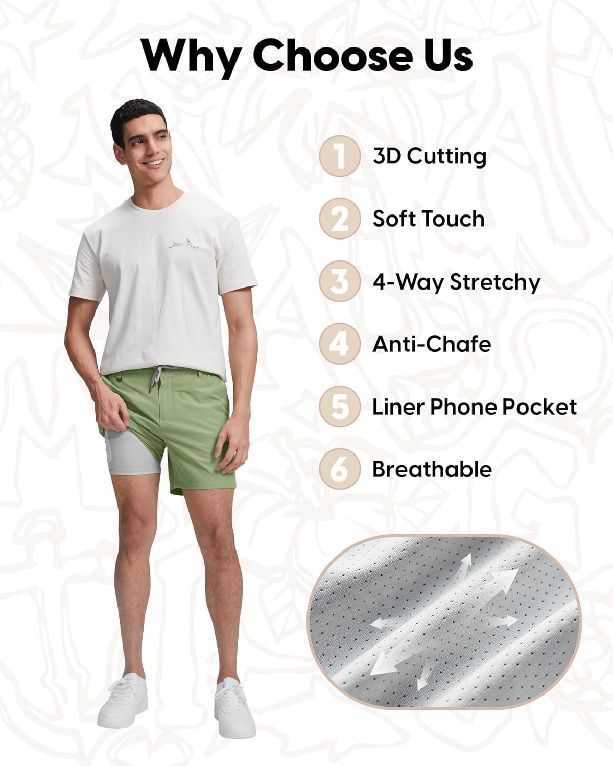 Thumbnail 1 de maamgic Mens Khaki Shorts with 5/7 in inseam
