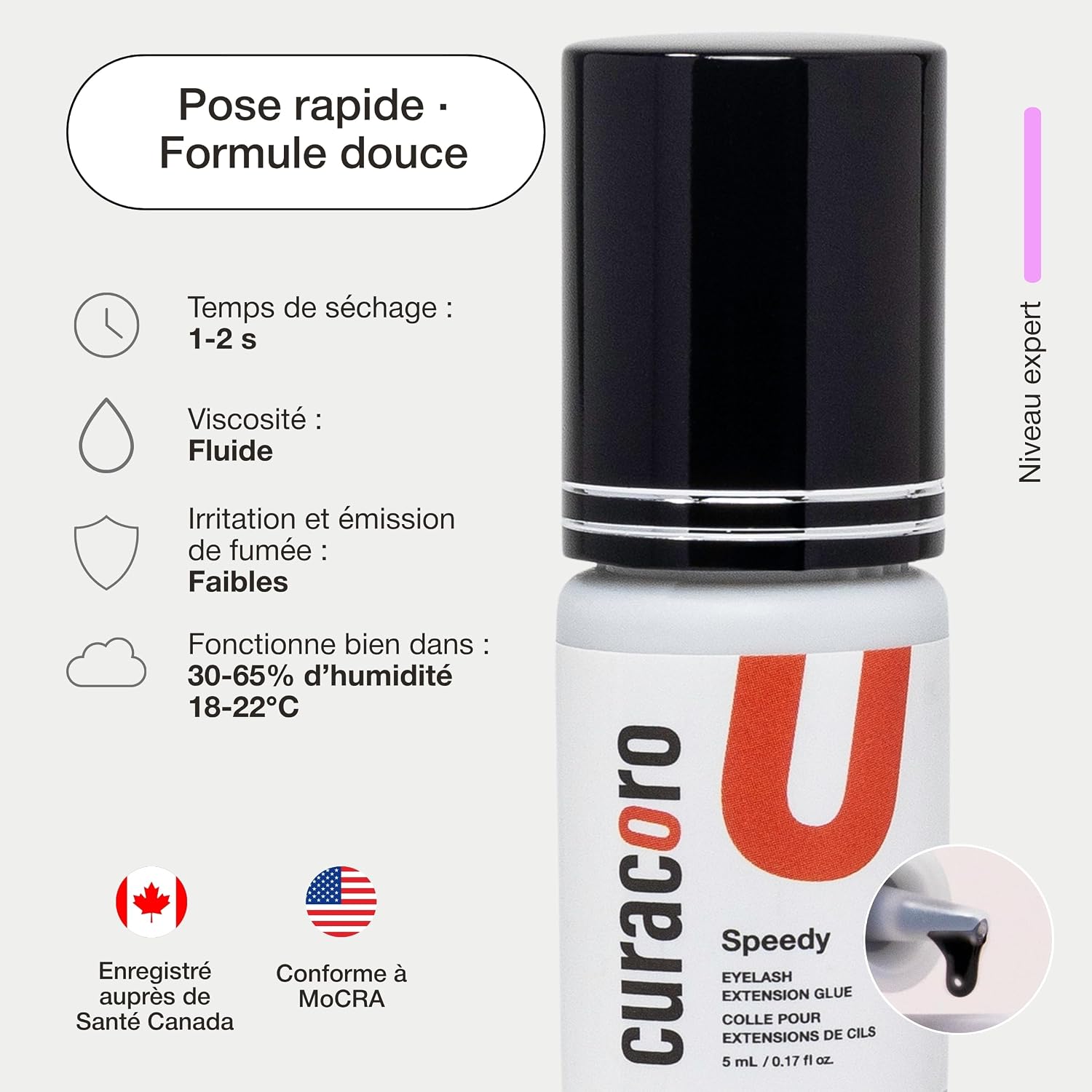 Thumbnail 2 de Curacoro Colle Extension de Cils Speedy 5ml – Séchage ultra rapide 0,5–2 s (noir & transparente)