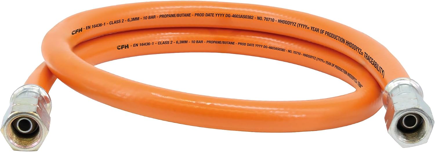 Detalle de CFH VS 453 gasslang 80 cm med 1/4-tums LH-anslutning, DVGW-certifierad