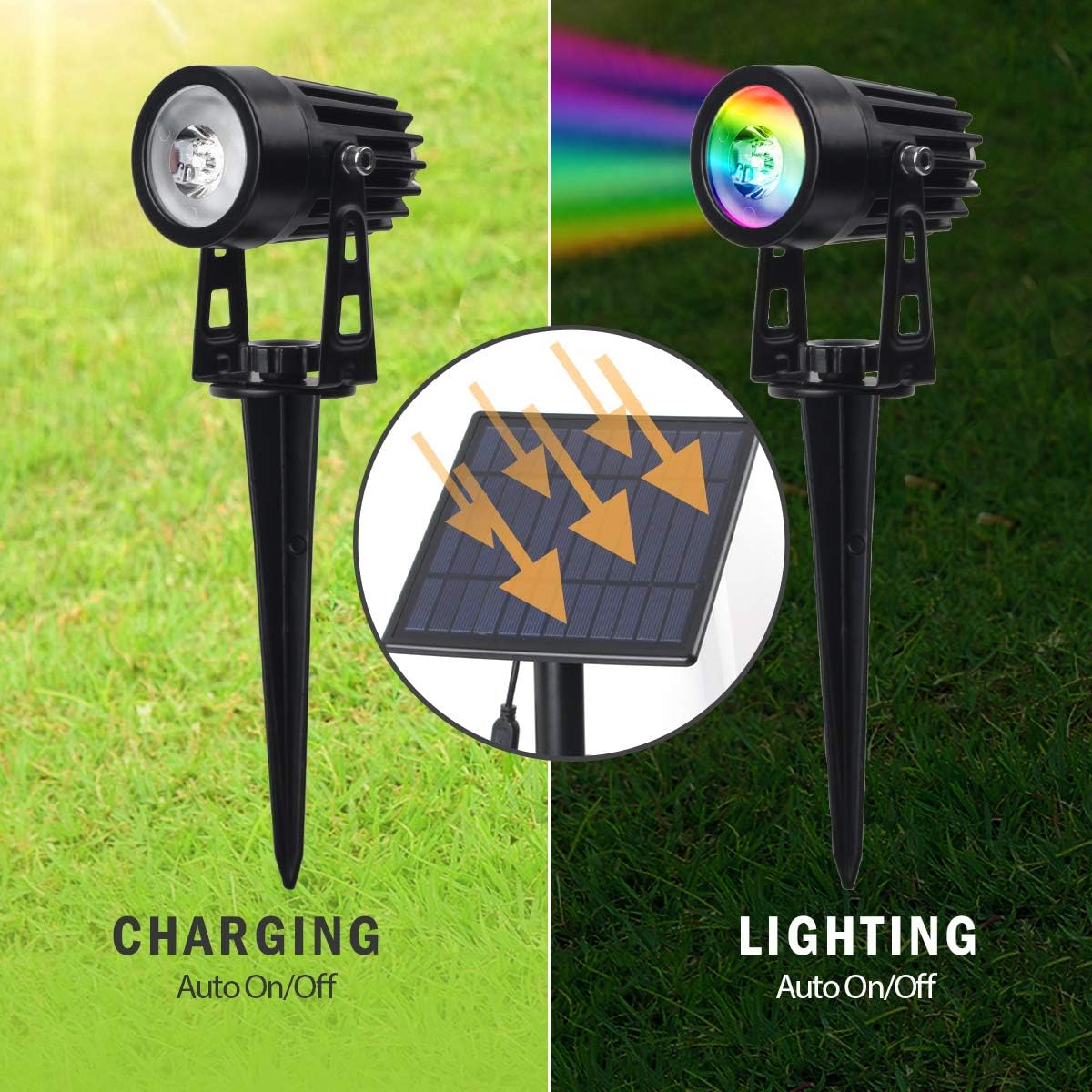Thumbnail 2 de T-SUN Solar Landscape Spotlights (4 in 1) solar-powered garden spike lights with IP65 and adjustable head
