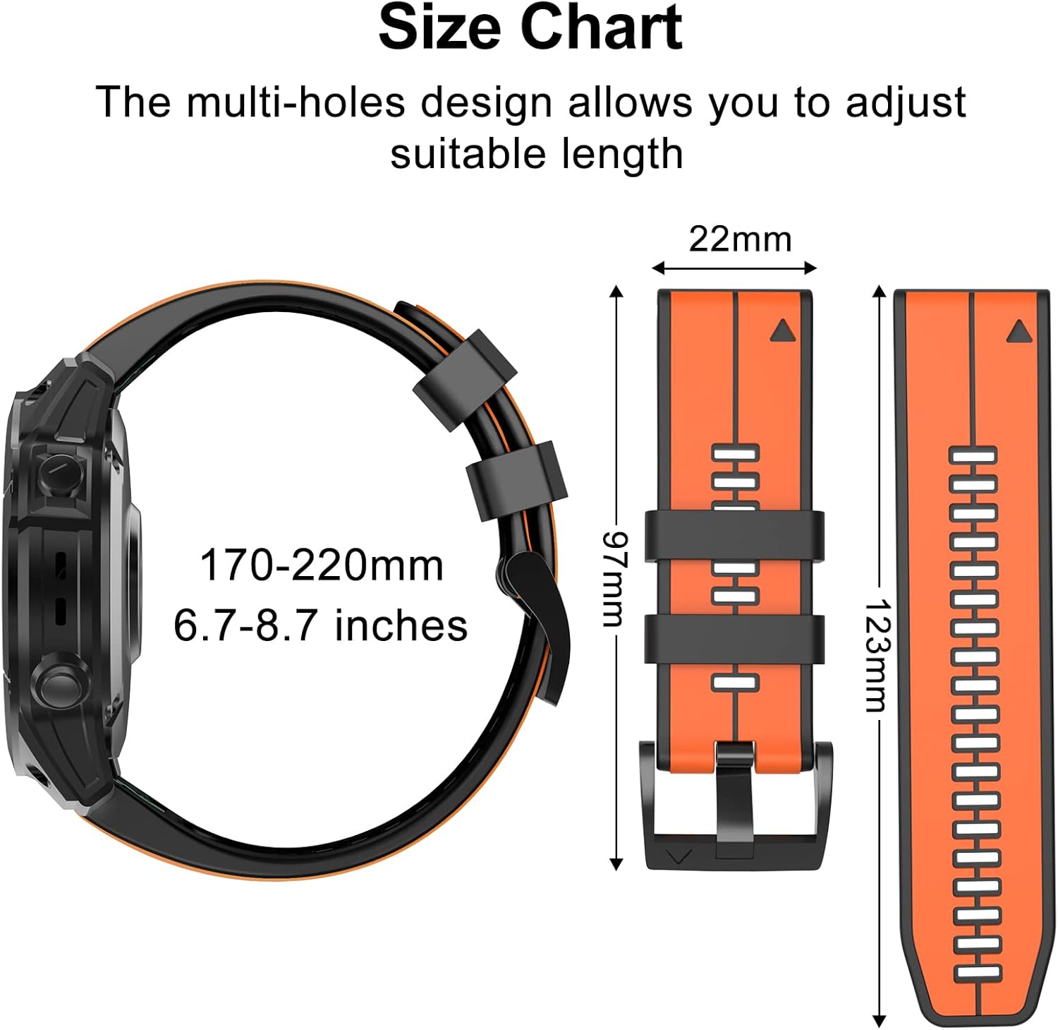 Thumbnail 5 de ISABAKE 22mm Silicone Quick Fit Strap for Garmin Fenix 7/6/5, EPIX 2, Forerunner 935/945 and more
