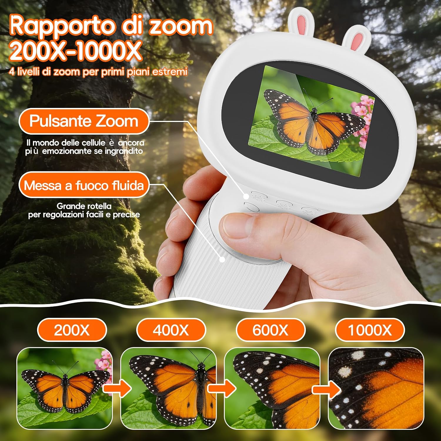 Detalle de ASPOVEN Microscopio Bambini Digitale Portatile 1000X con Schermo 2" – Esplorazioni scientifiche per i più piccoli
