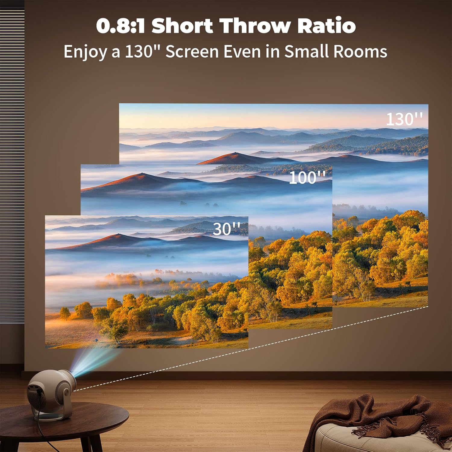 Thumbnail 5 de Mini Projector with 4K & 1080P Support, Android 14 Smart System, 180° Rotatable – Bright White