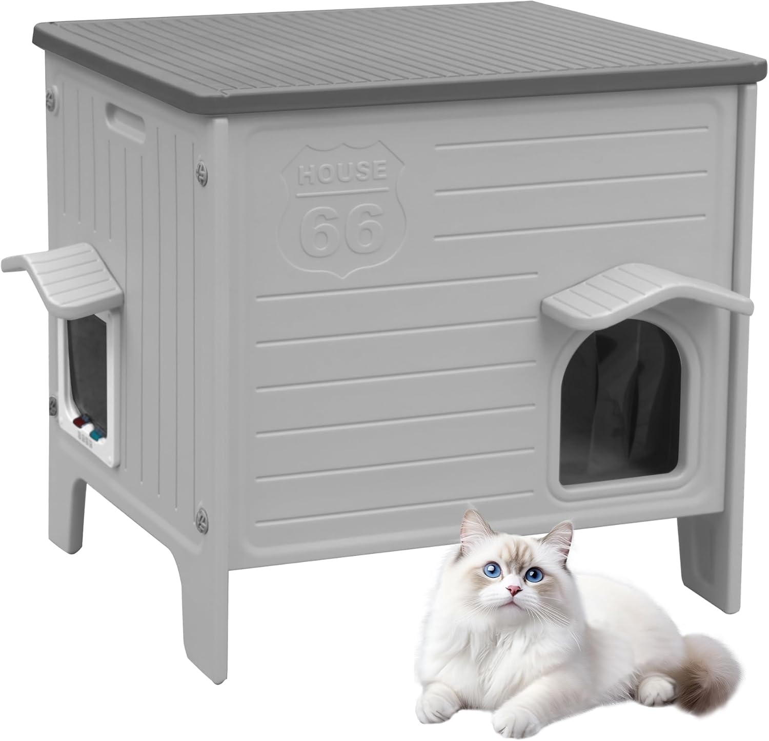 Detalle de Cat House Outdoor: Durable HDPE Shelter for Indoor and Outdoor Cats