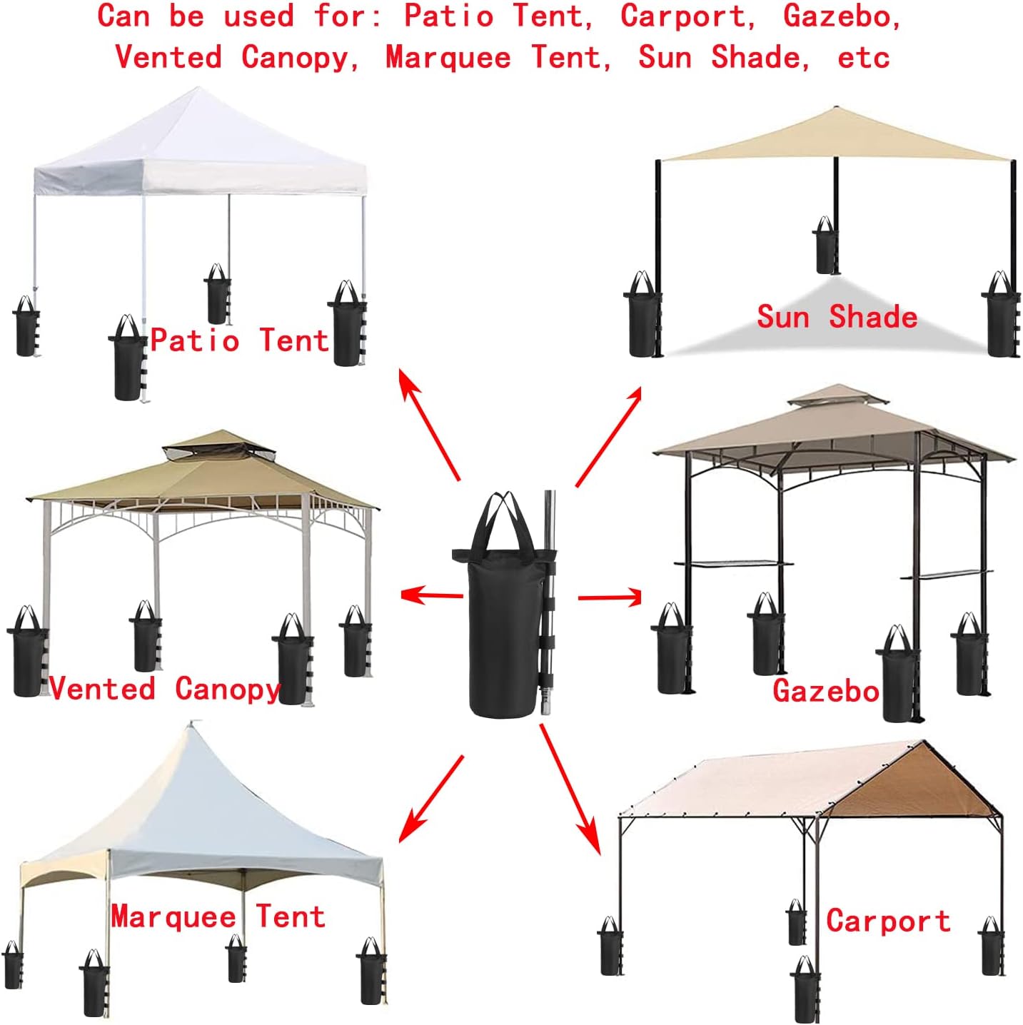 Detalle de YELAIYEHAO Heavy Duty Sandsäcke – 4 Stück, 7,9 x 19,7 Zoll, Schwarz, 50 Pfund Kapazität, doppelt genähte Tasche