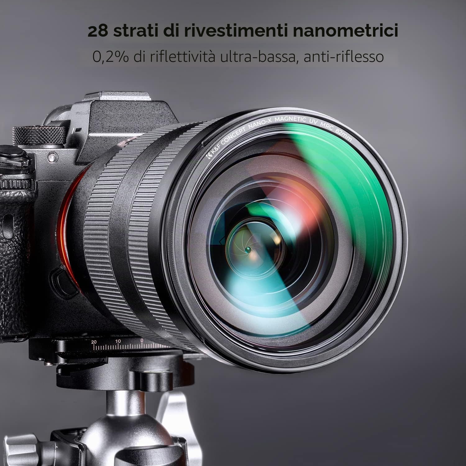 Detalle de K&F CONCEPT Nano-Xcel 72mm: Filtro UV Magnetico con Copriobiettivo 2-in-1 e 28-Strati Nano Rivestimenti