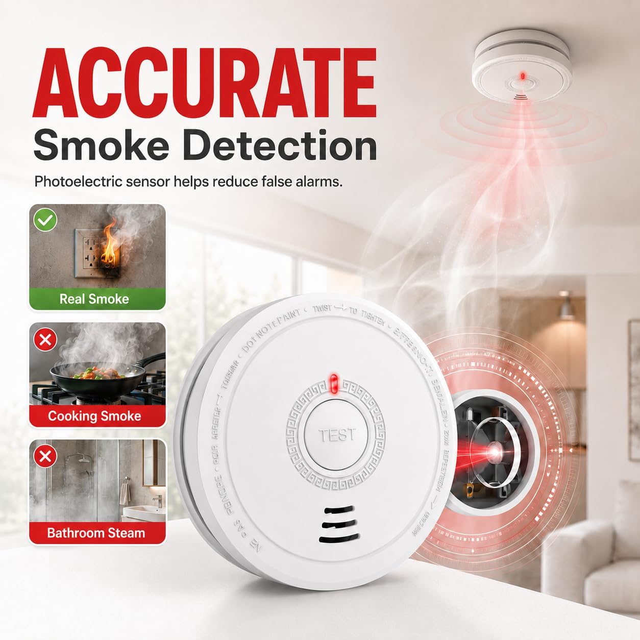 Thumbnail 1 de Photoelectric Smoke Alarm 10‑Year Battery 2‑Pack