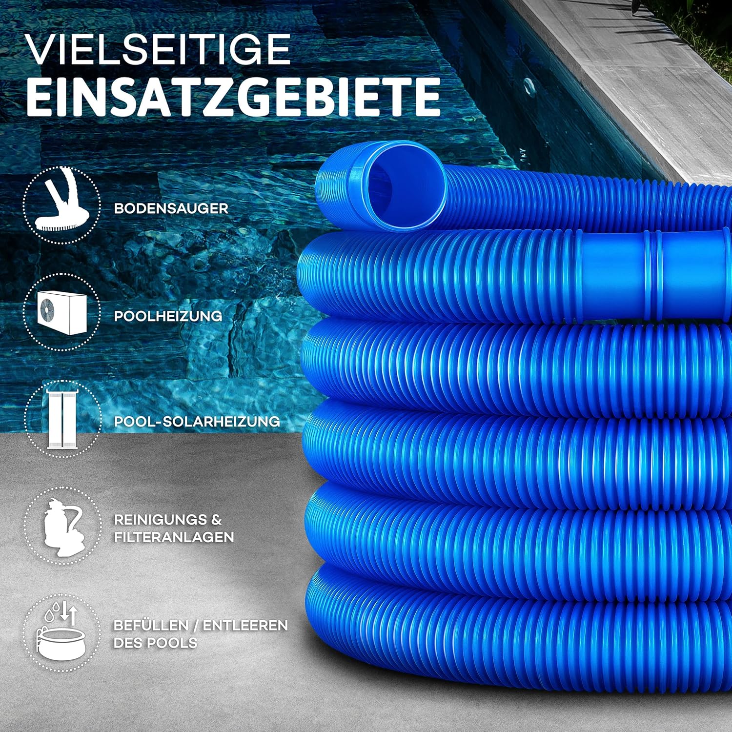 Thumbnail 1 de Tillvex Tubo per Piscina con Manicotti, 20 m, 38 mm – Flessibile e Resistente