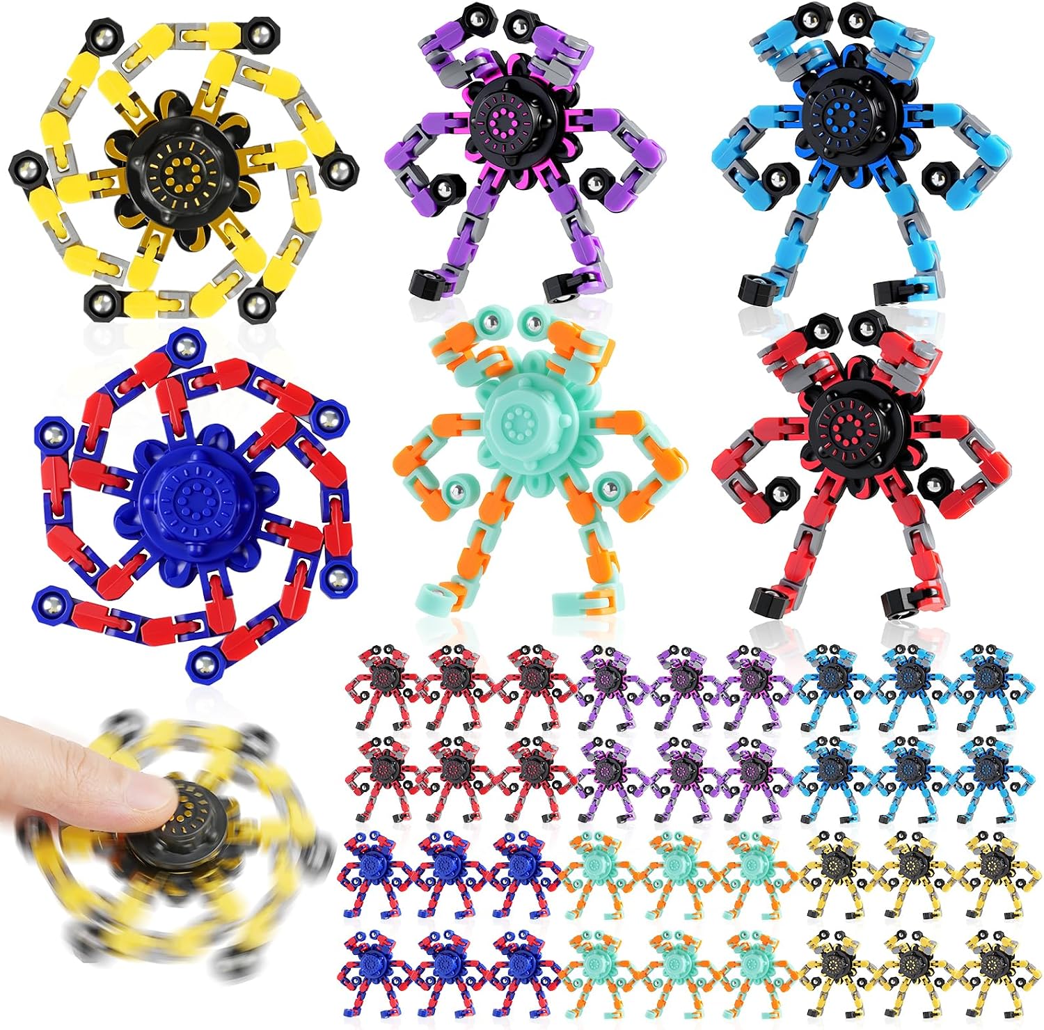 Detalle de FGYLYOX 36-Piece Transformable Robot Fidget Spinners, ABS, Assorted Colors