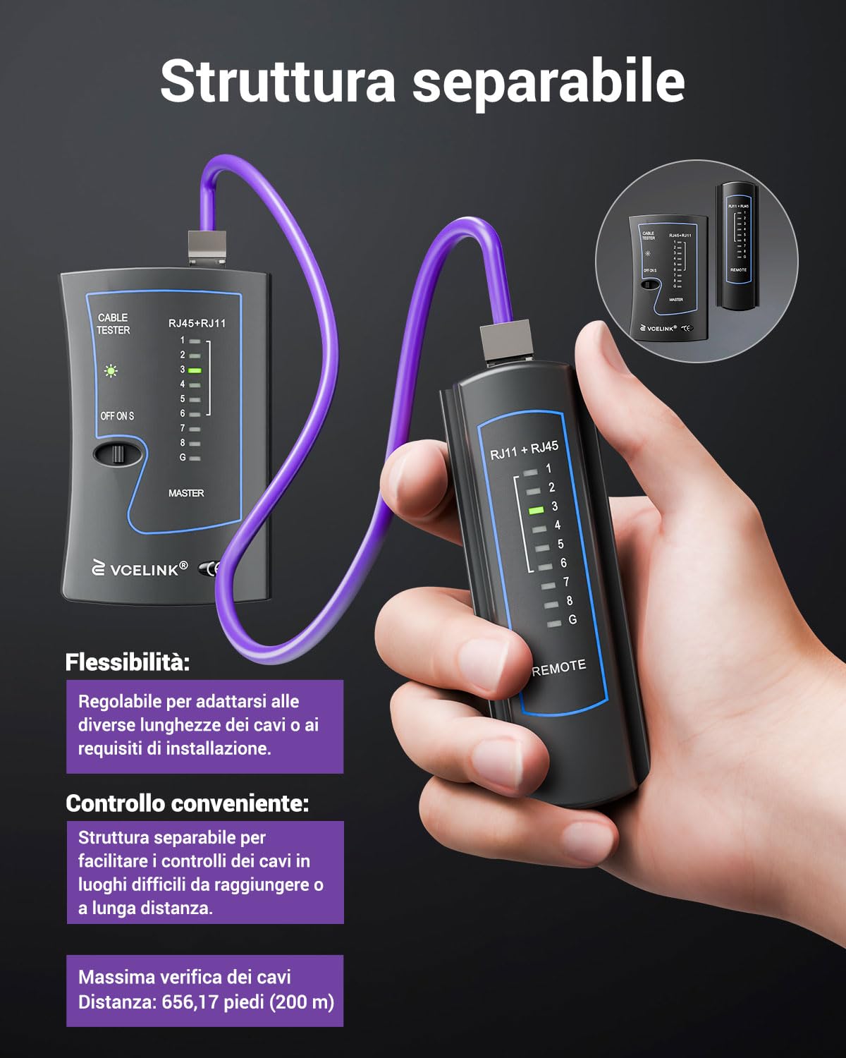 Thumbnail 5 de VCELINK Tester RJ45 1 pezzo 📡