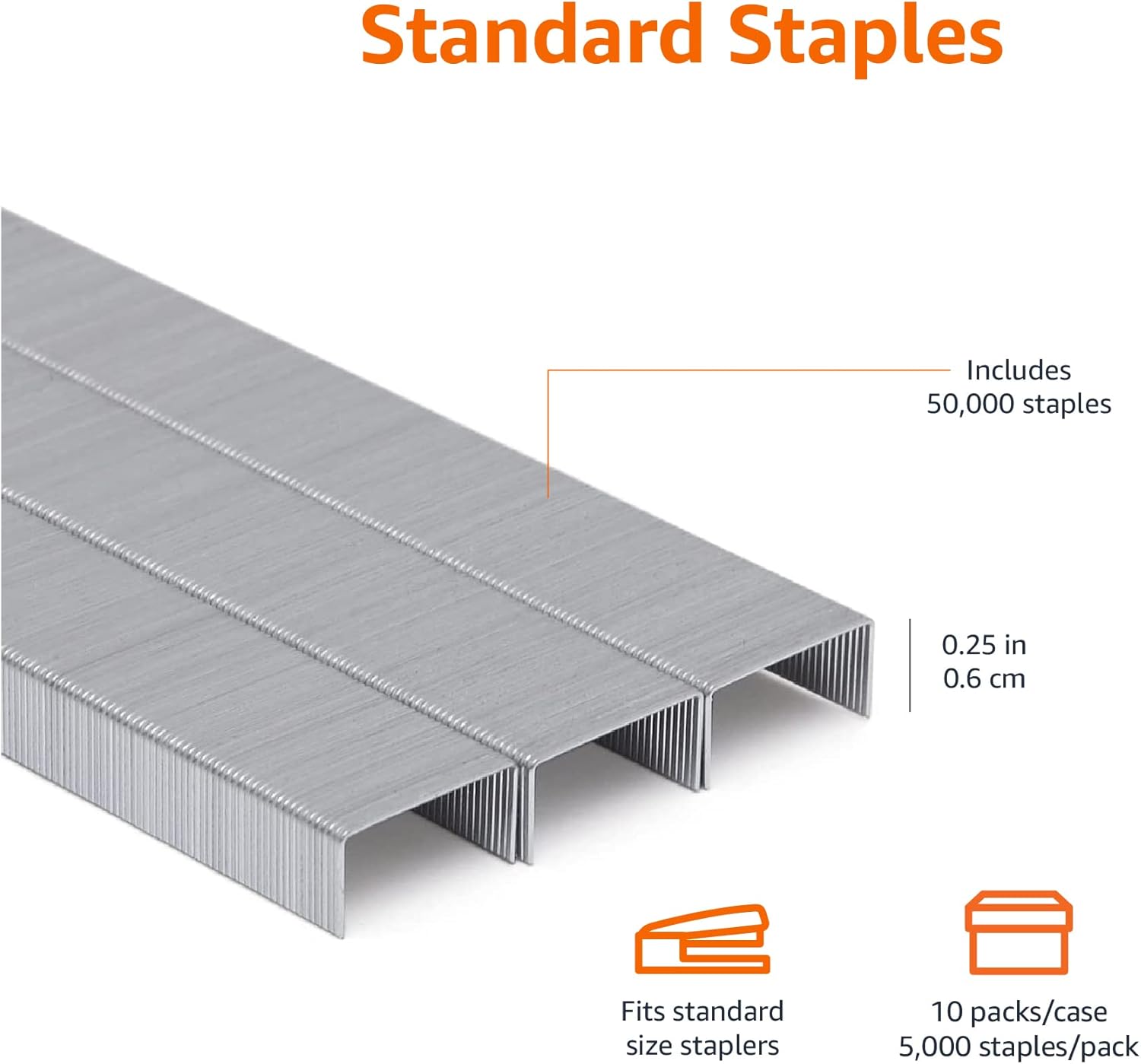 Thumbnail 1 de Amazon Basics Standard 1/4-Inch Staples, 50,000 Count in 10-Pack