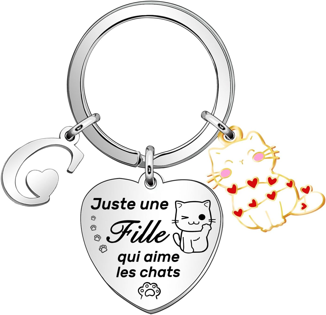Thumbnail 5 de Casxyue Porte-clés Chat Initiales