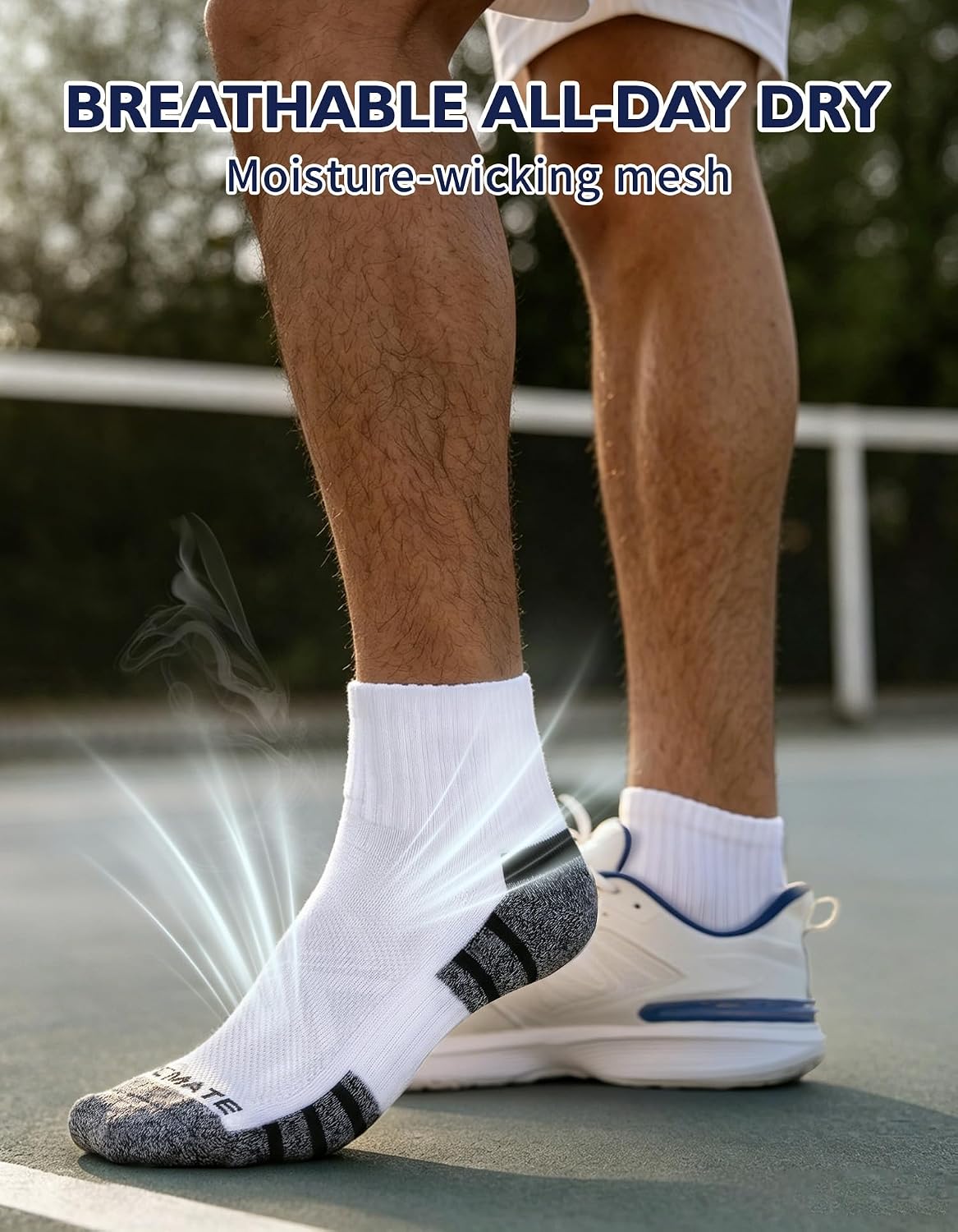 Detalle de CLOSEMATE Mens Sports Quarter Ankle Socks (6 Pairs) – anti-blister cushioned trainer socks