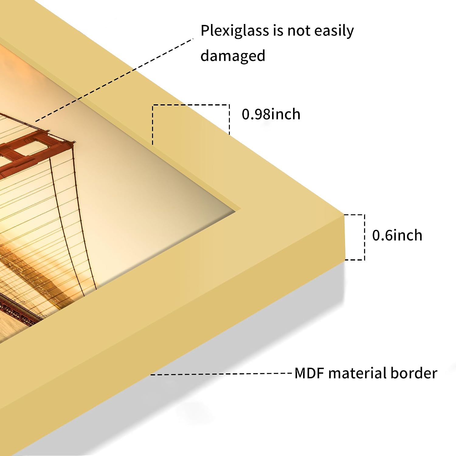 Thumbnail 4 de YESKAY 16x16 Picture Frames, 3-Pack, Gold MDF with 12x12 Mat Option