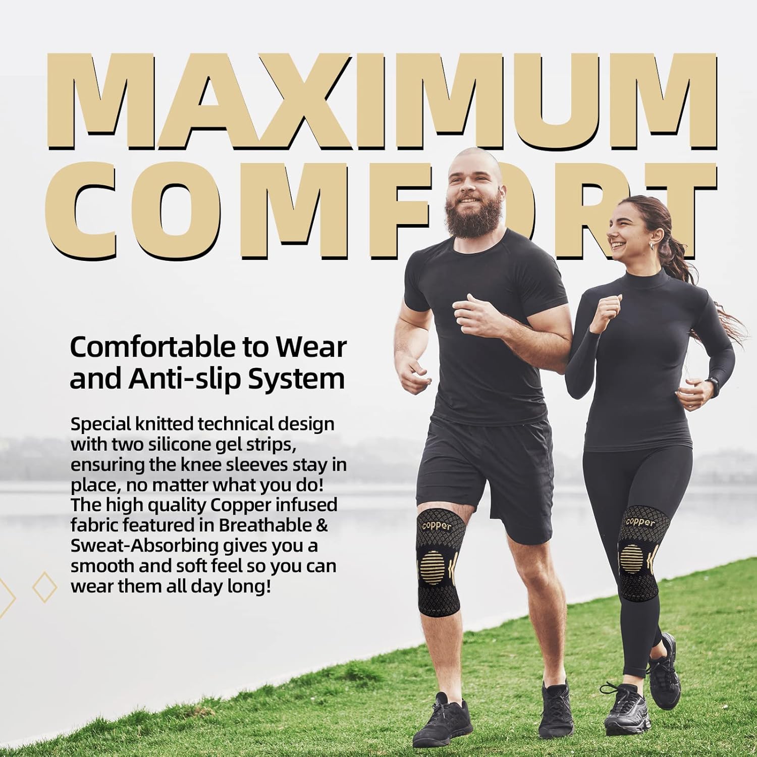 Thumbnail 5 de Lusenone Copper Knee Support 2-pack knee sleeve 🏥