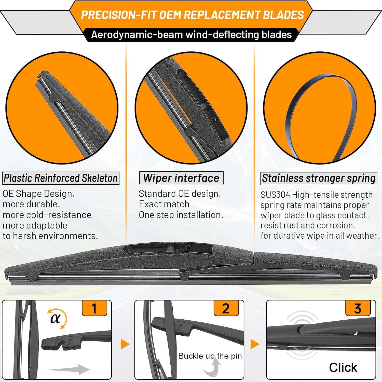 Thumbnail 4 de AUTOBoo 24" + 19" Windshield Wiper Blades Replacement Kit for 2023-2025 Honda CR-V (includes 10" rear, 3-pack)