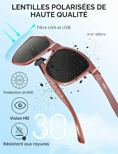 Thumbnail 3 de ATTCL Lunettes de soleil polarisées UV400 AL-MG pour homme – Rouge/Gris effet miroir, taille M