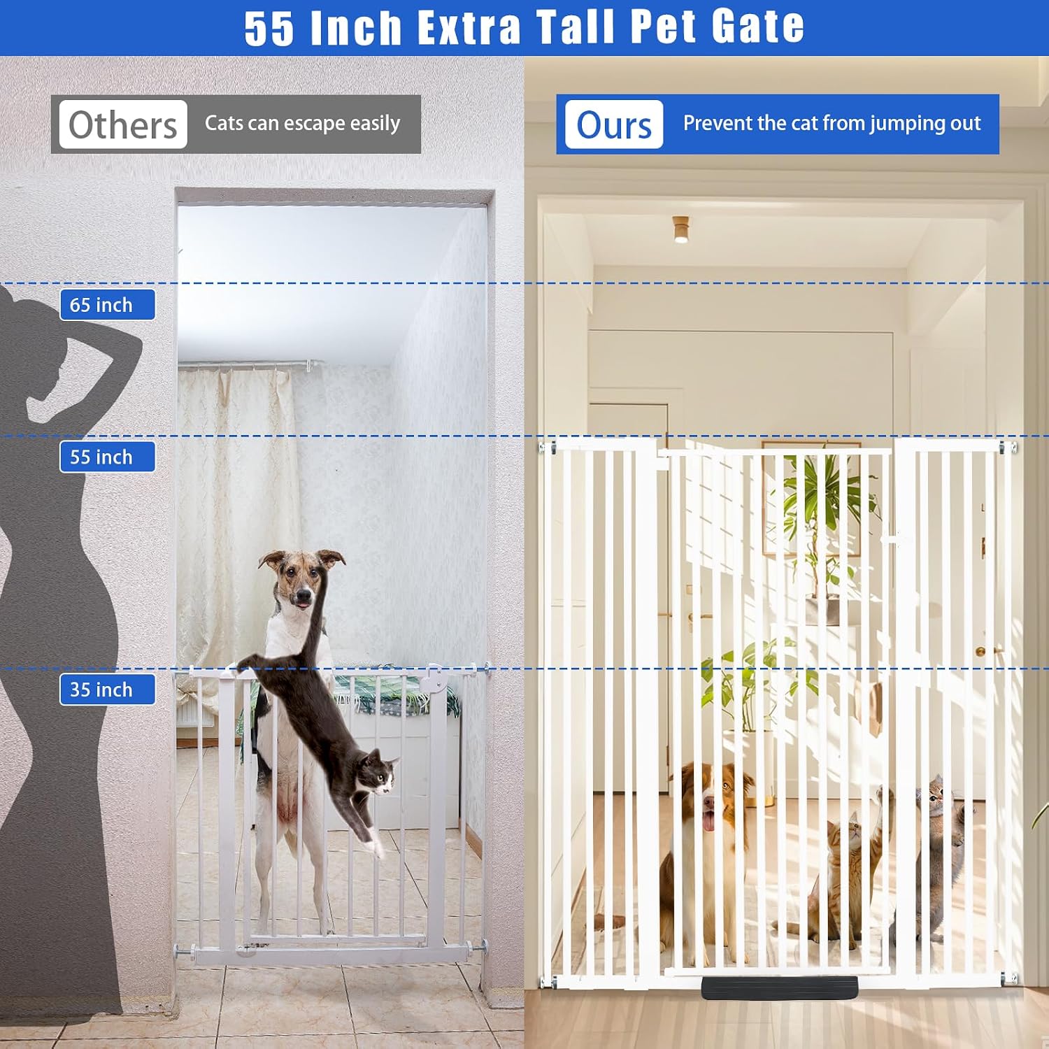 Detalle de SHYUJAJIE Pet Gate, 55-Inch