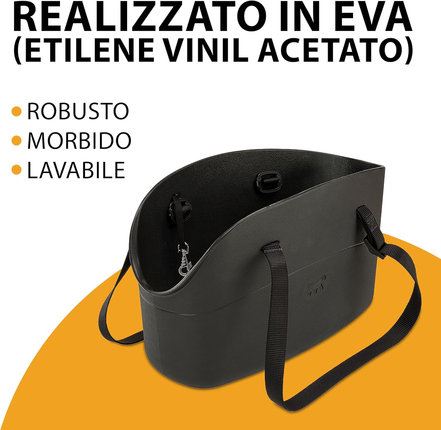 Detalle 2 de Ferplast Borsa per cani fino a 5 kg in plastica gommata: impermeabile e lavabile, manici regolabili, 35 x 14 x h 22 cm