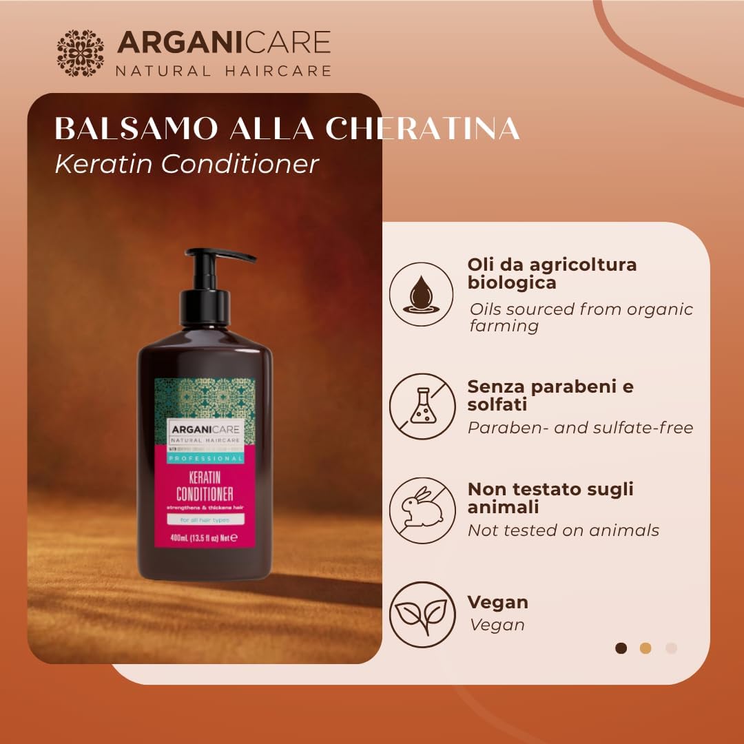Thumbnail 1 de ARGANICARE Balsamo riparatore e nutriente alla cheratina organica – ultra nutriente (400 ml)