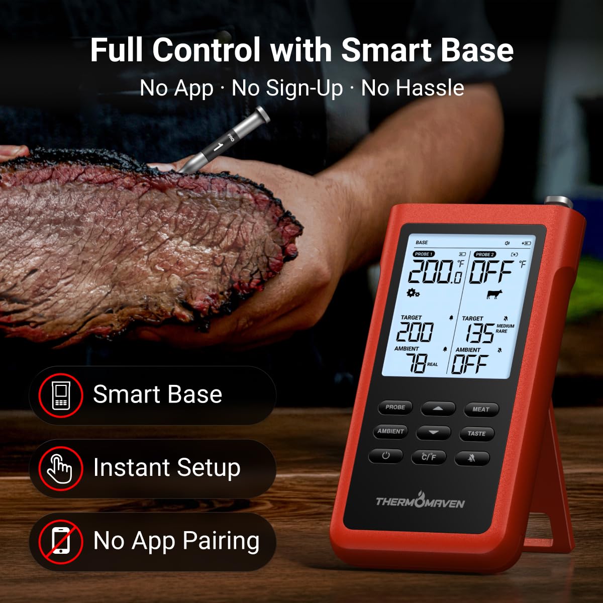 Detalle 2 de ThermoMaven 3000FT Smart Wireless Meat Thermometer with 6 Sensors