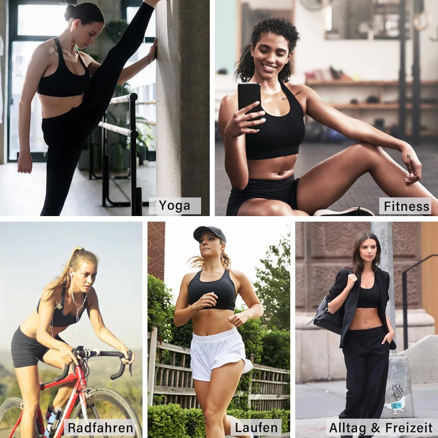 Thumbnail 4 de Heersan Sport BH Damen – Push-Up Crossback ohne Bügel, mit herausnehmbarer Polsterung