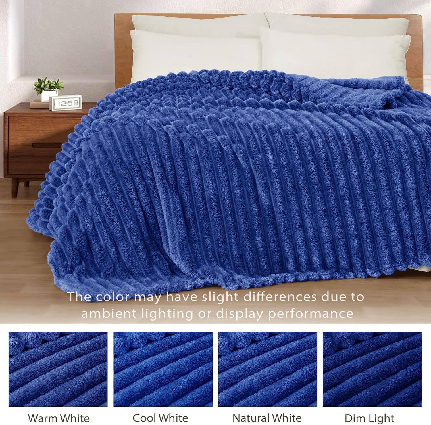 Detalle de Exclusivo Striped Fleece Throw Blanket, 50" x 60