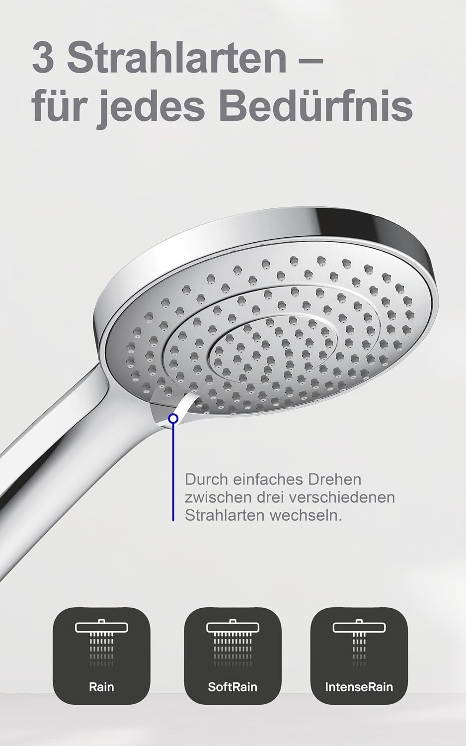 Thumbnail 4 de Duravit Universal Duschkopf – Duschbrause mit 3 Strahlarten (Rain, Intense Rain, Soft Rain) Ø 110 mm, MinusFlow, EasyClean, UV0650017010