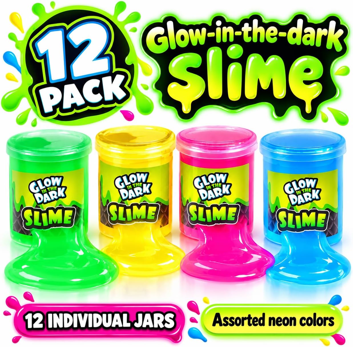 Thumbnail 6 de Playbees Glow in the Dark Slime Kit, 12-Pack Party Favors in Four Colors