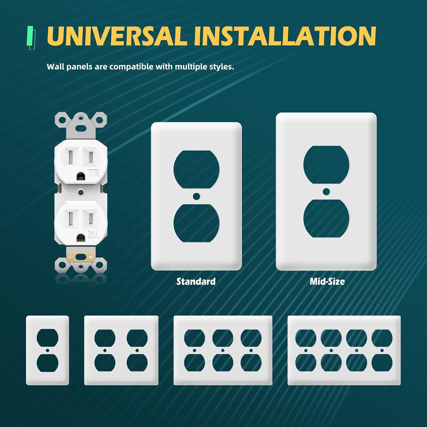 Detalle 1 de TOPELER YSR015 Duplex Electrical Outlets, 15A Tamper-Resistant, White, 50-Pack