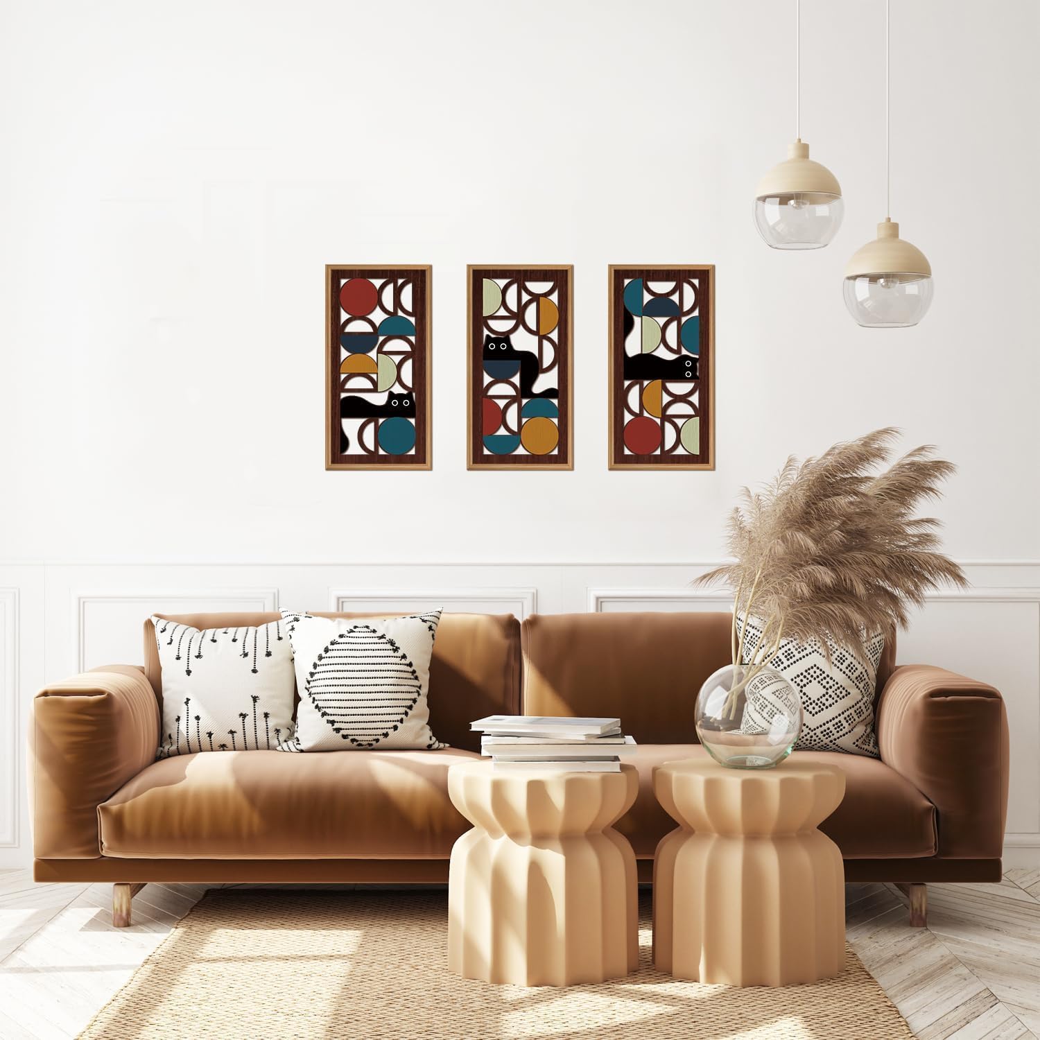 Thumbnail 4 de ANHUIB 3 Pcs Boho Black Cat Wall Decor 20x40cm 🖼