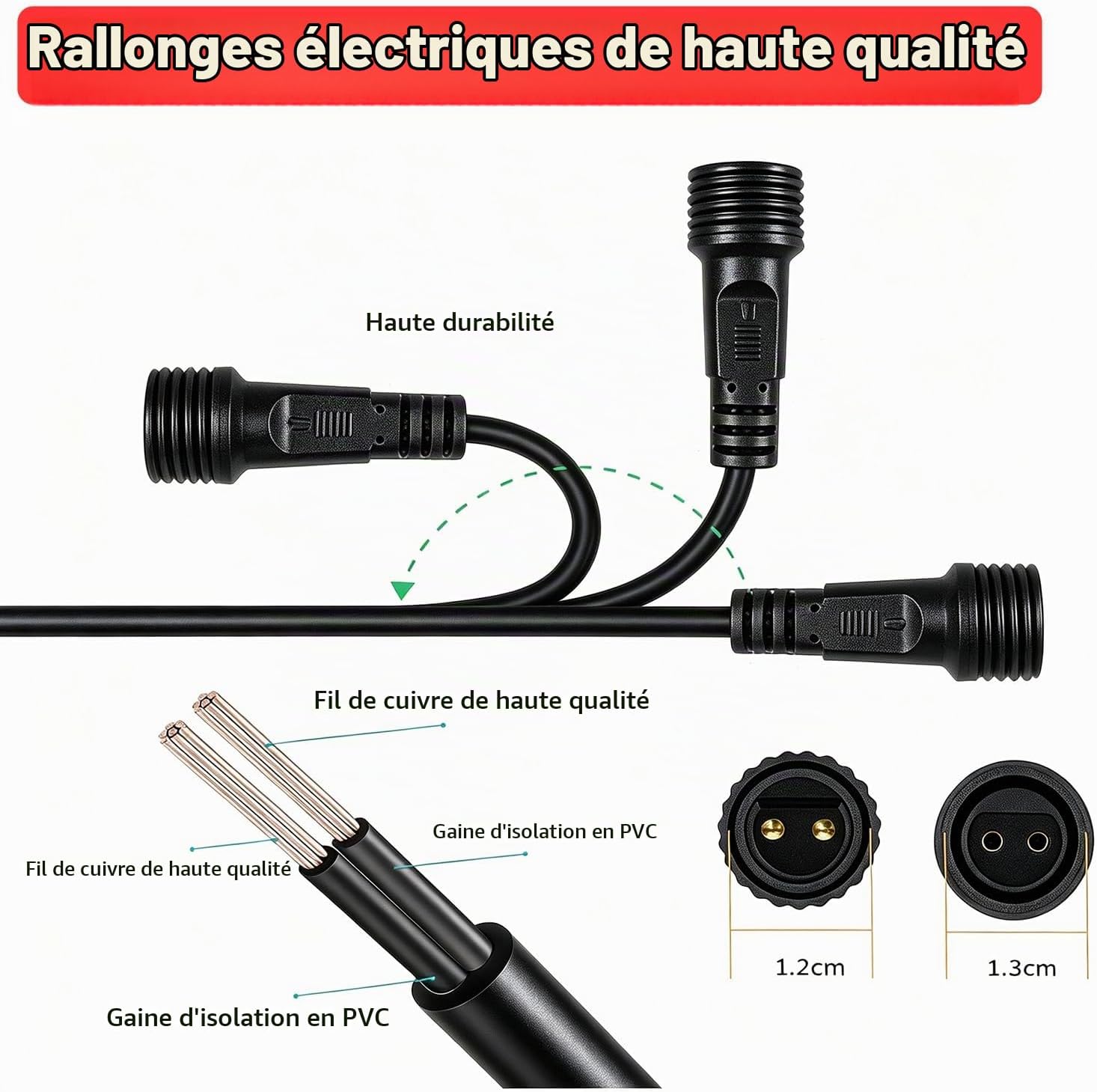 Detalle 1 de Joysing Joysing-10m-2P-WP verlengkabel voor buiten, 10 m, 2-polig, IP65