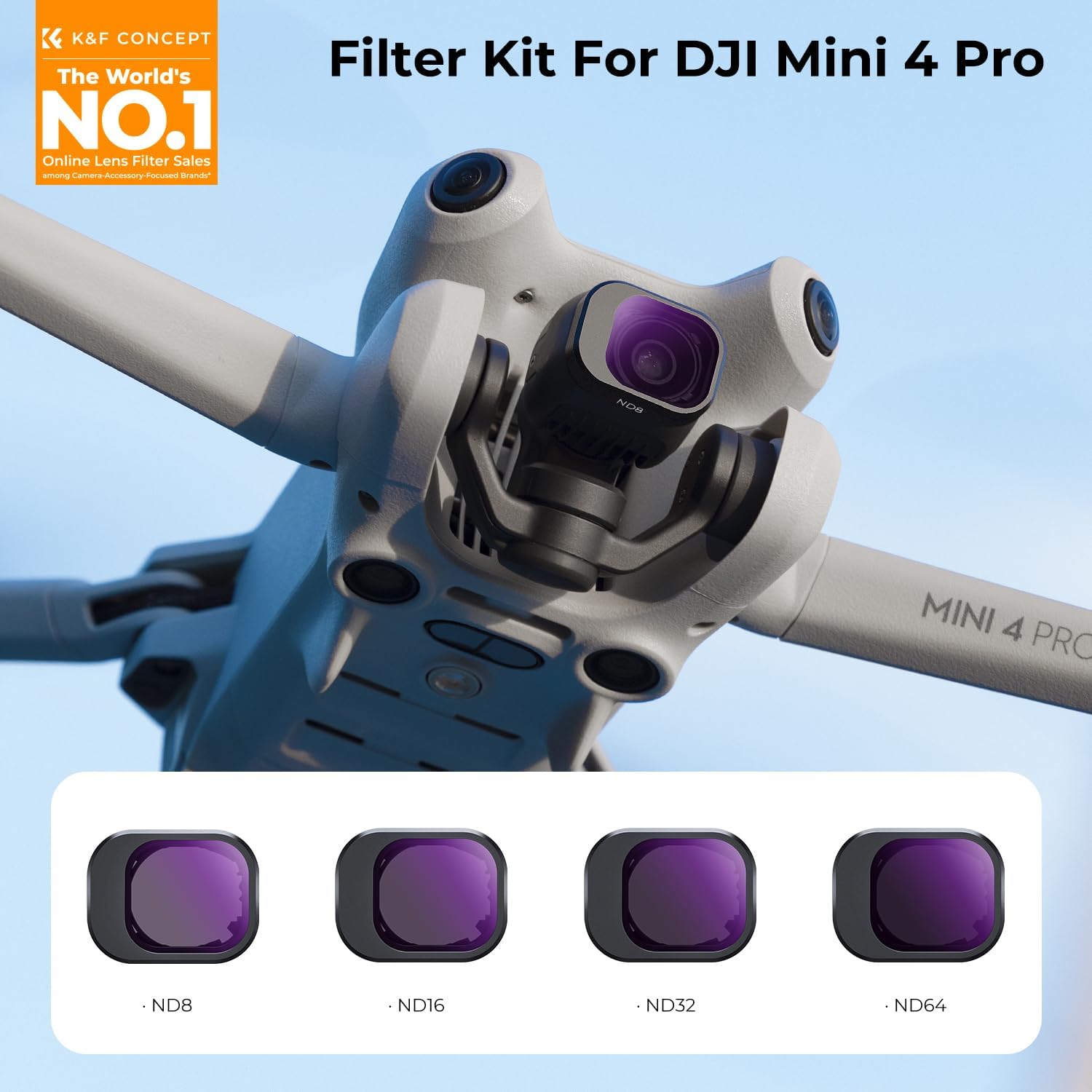 Thumbnail 1 de K&F Concept Mini 4 PRO ND Filtro Kit: ND8, ND16, ND32 e ND64 per DJI Mini 4 Pro