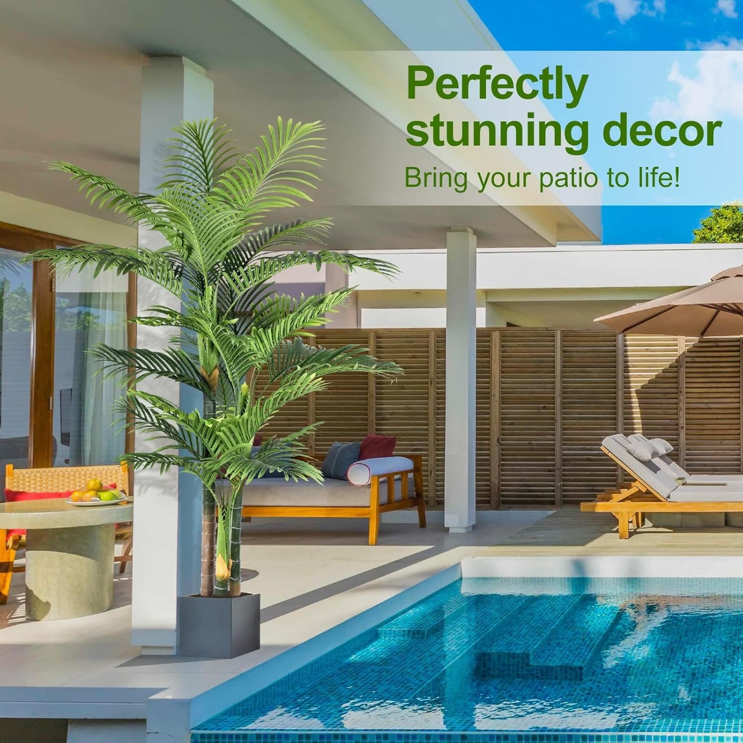 Thumbnail 3 de Keeplush 6ft Triple Golden Cane Artificial Palm Tree (Outdoor & Indoor Decor)