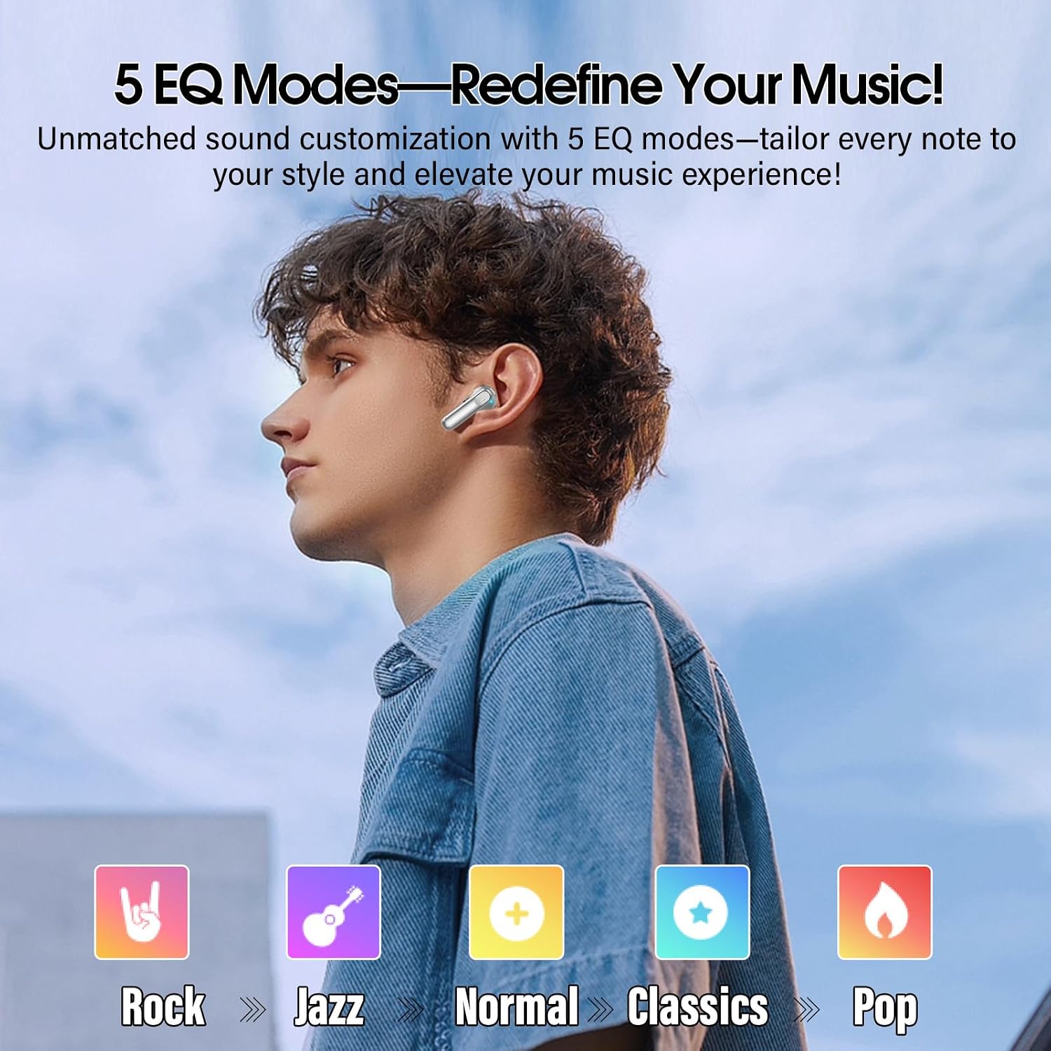 Detalle de QXUFV Wireless Earbuds with Smart Touch Screen, ANC, Bluetooth 5.4, IP7, 40H Playtime