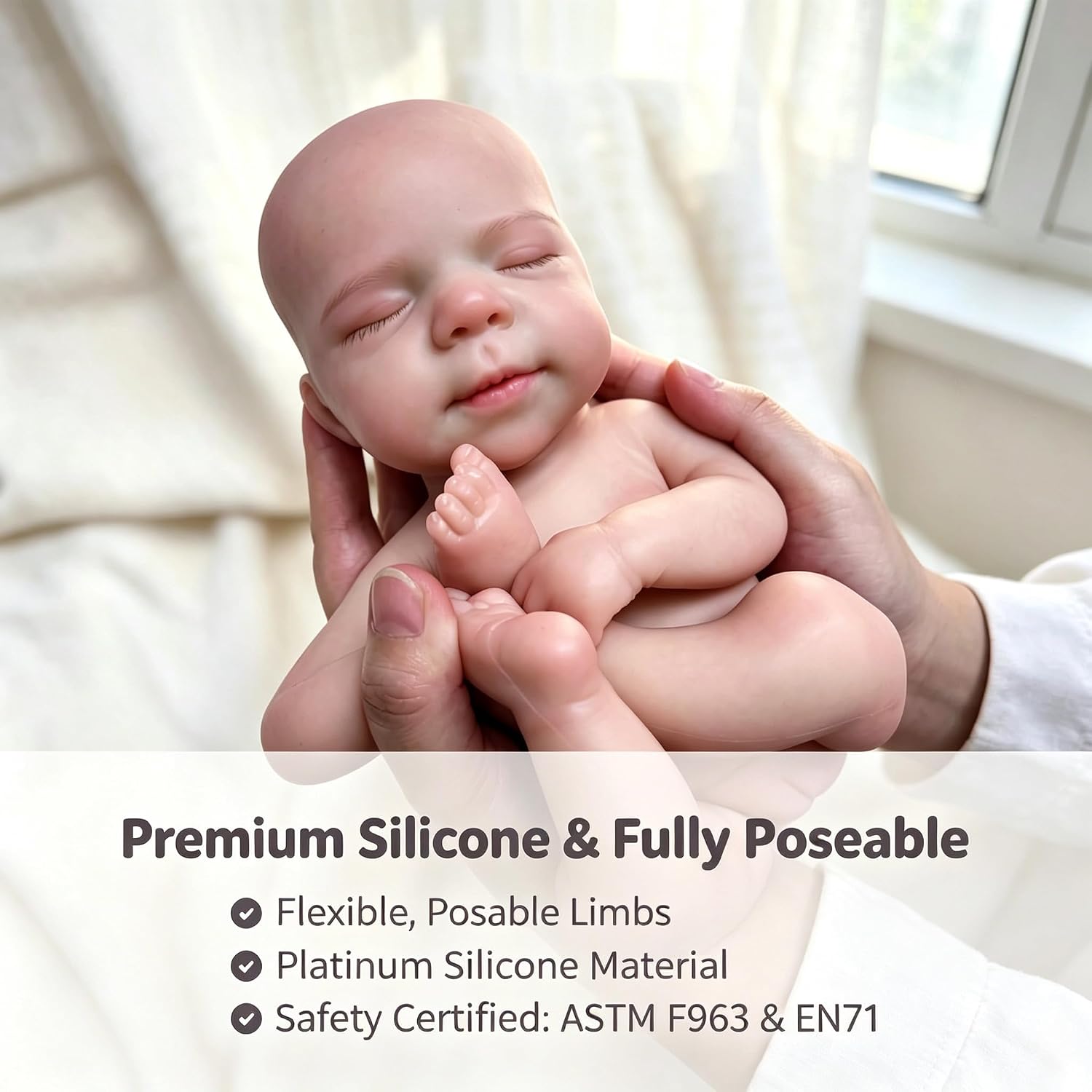 Detalle 2 de Yokyyi Timothy 13-Inch Full Silicone Reborn Baby Doll with Closed Eyes