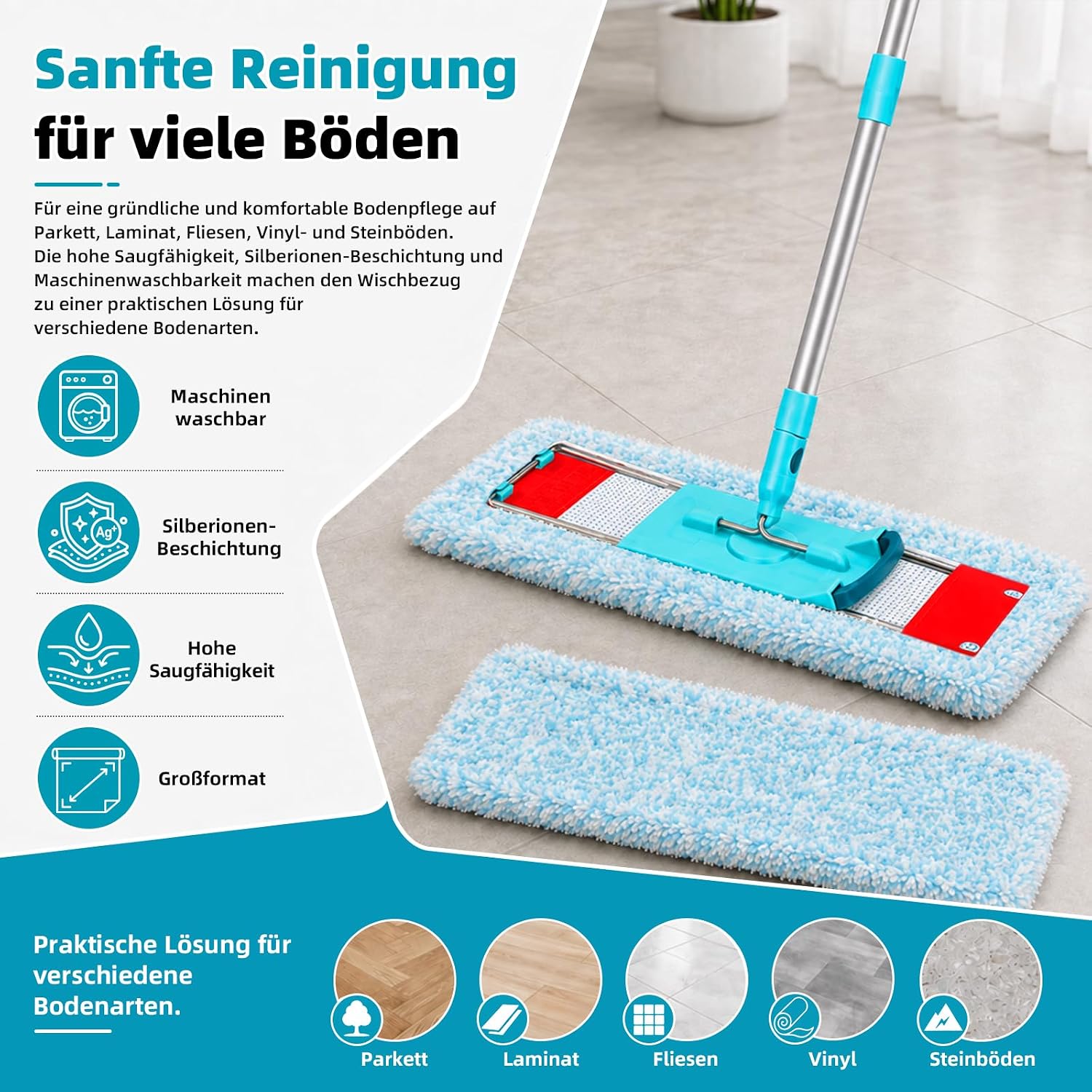 Detalle de Alloytool HTYDE-LF-XL 2P dweilhoezen voor Leifheit Profi XL, 47 cm
