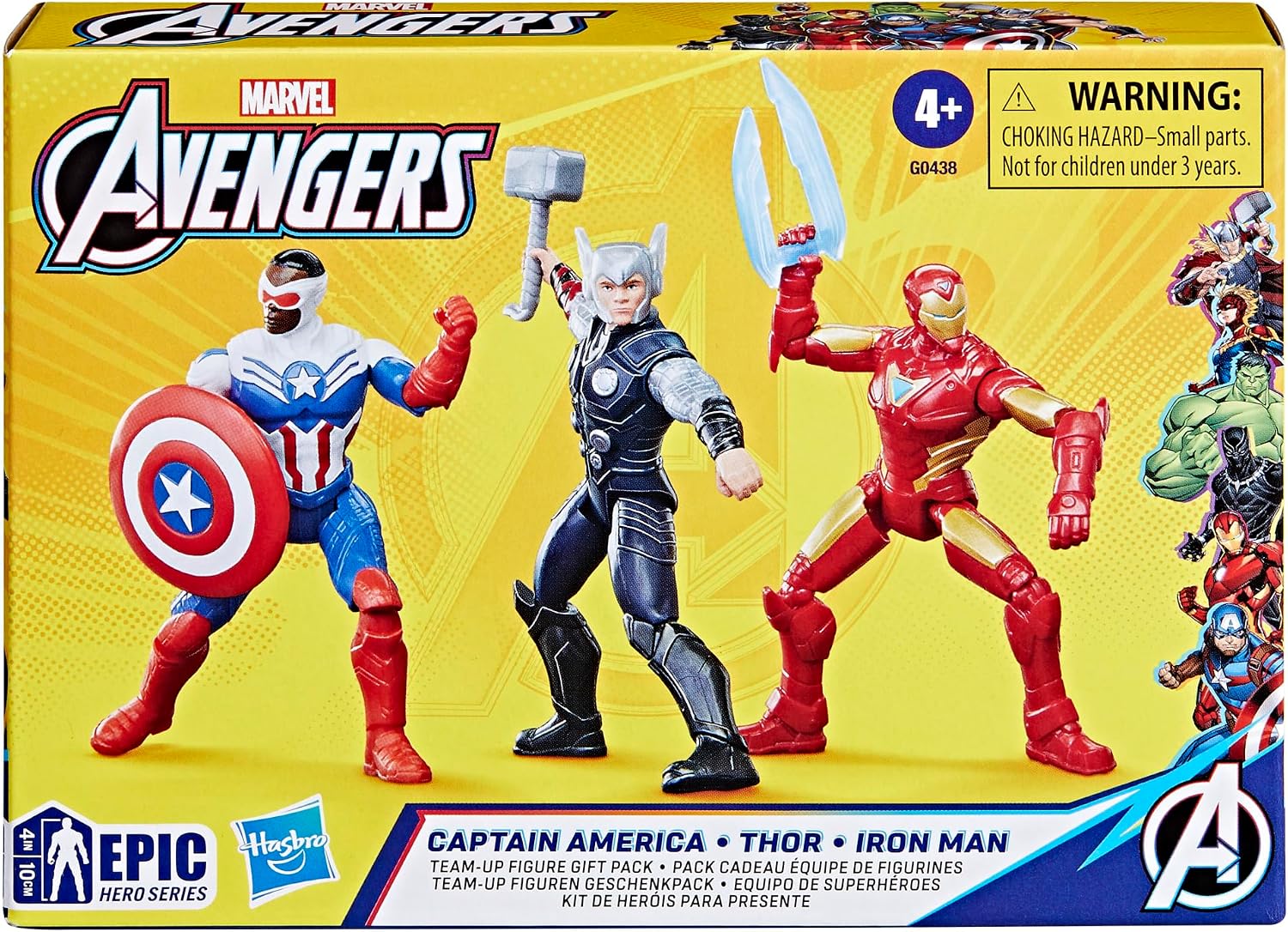 Detalle de Hasbro Marvel Avengers Epic Hero Series Team-Up Geschenkpack (Captain America, Thor, Iron Man) – Actionfiguren-Set mit Zubehör