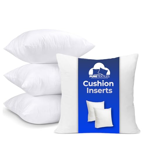 Detalle de PURE TEXTILES Cushion Inserts 45x45cm (Pack of 4) – Hollow Fibre 18x18 inner pads for sofa and cushions
