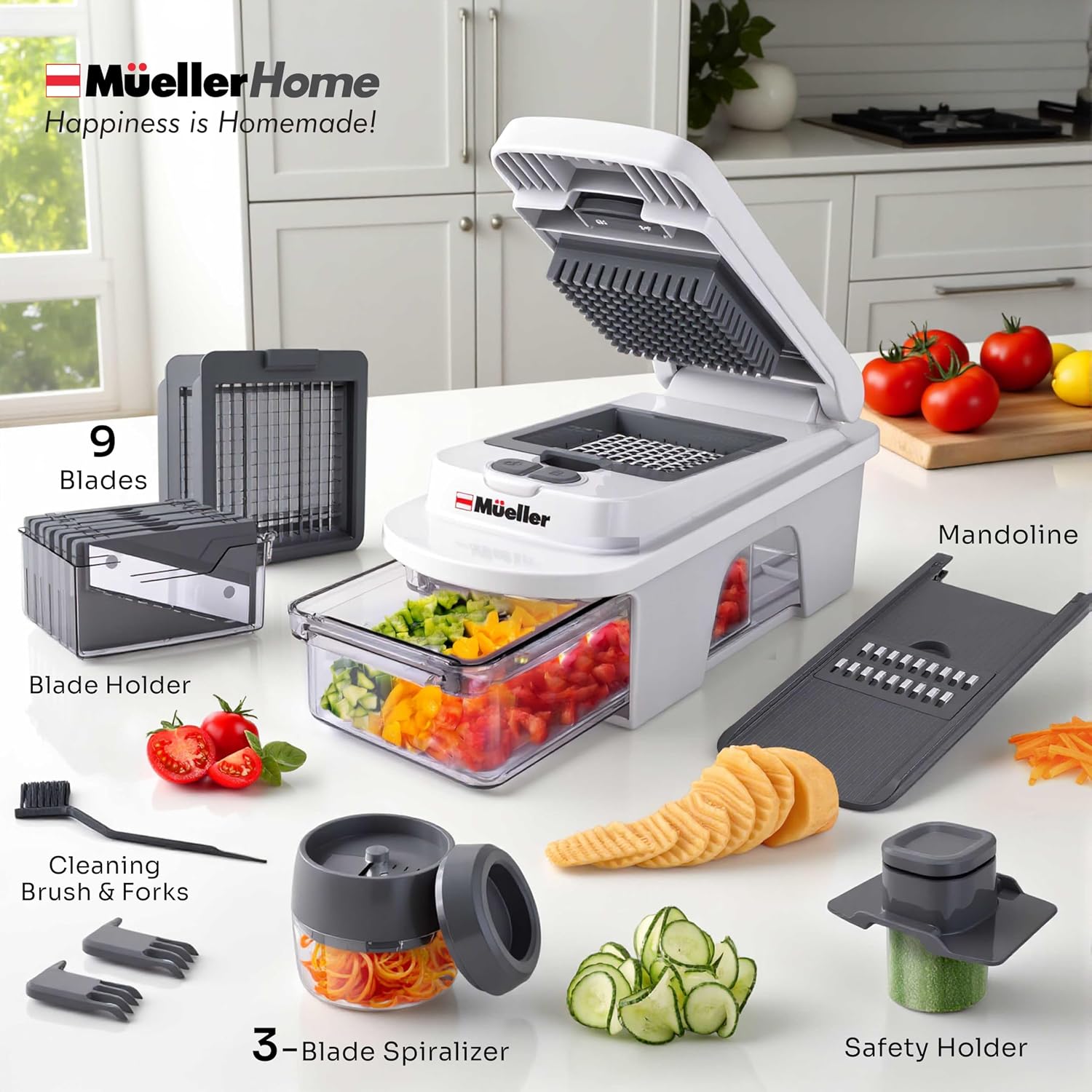 Detalle 2 de Mueller Pro-Series 12-Blade Mandoline Slicer, Chopper & Spiralizer