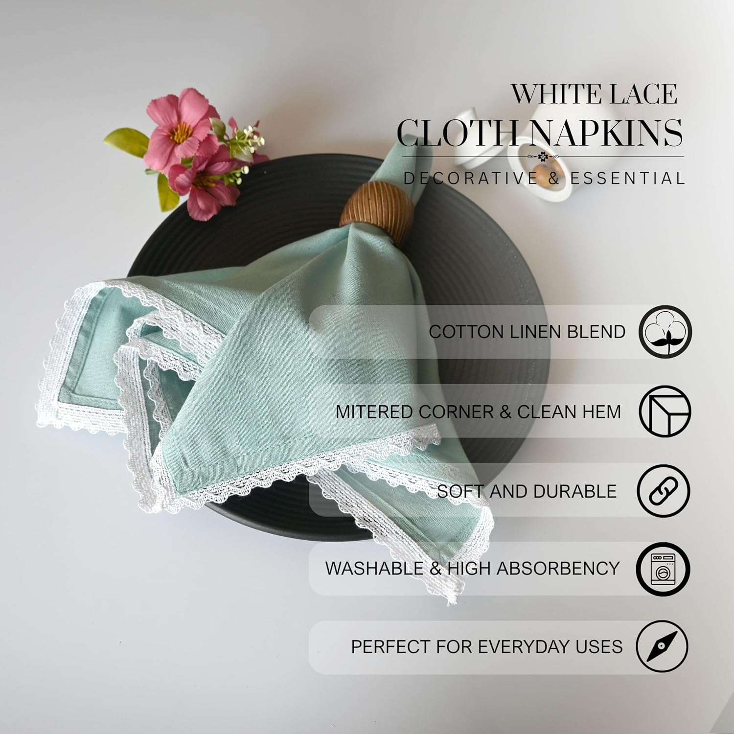 Thumbnail 3 de FINGERCRAFT Cotton-Linen Napkins, 20 x 20 Inch