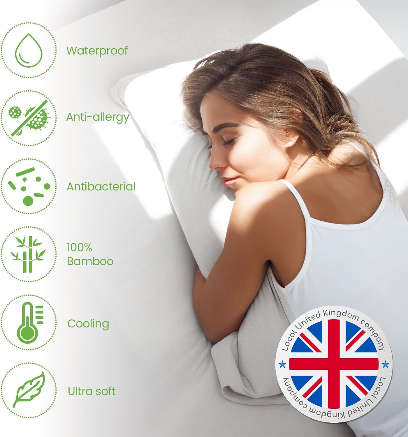 Thumbnail 5 de 100% Bamboo Waterproof Mattress Protector King Size 150 x 200 cm – Cooling, Breathable & Silent