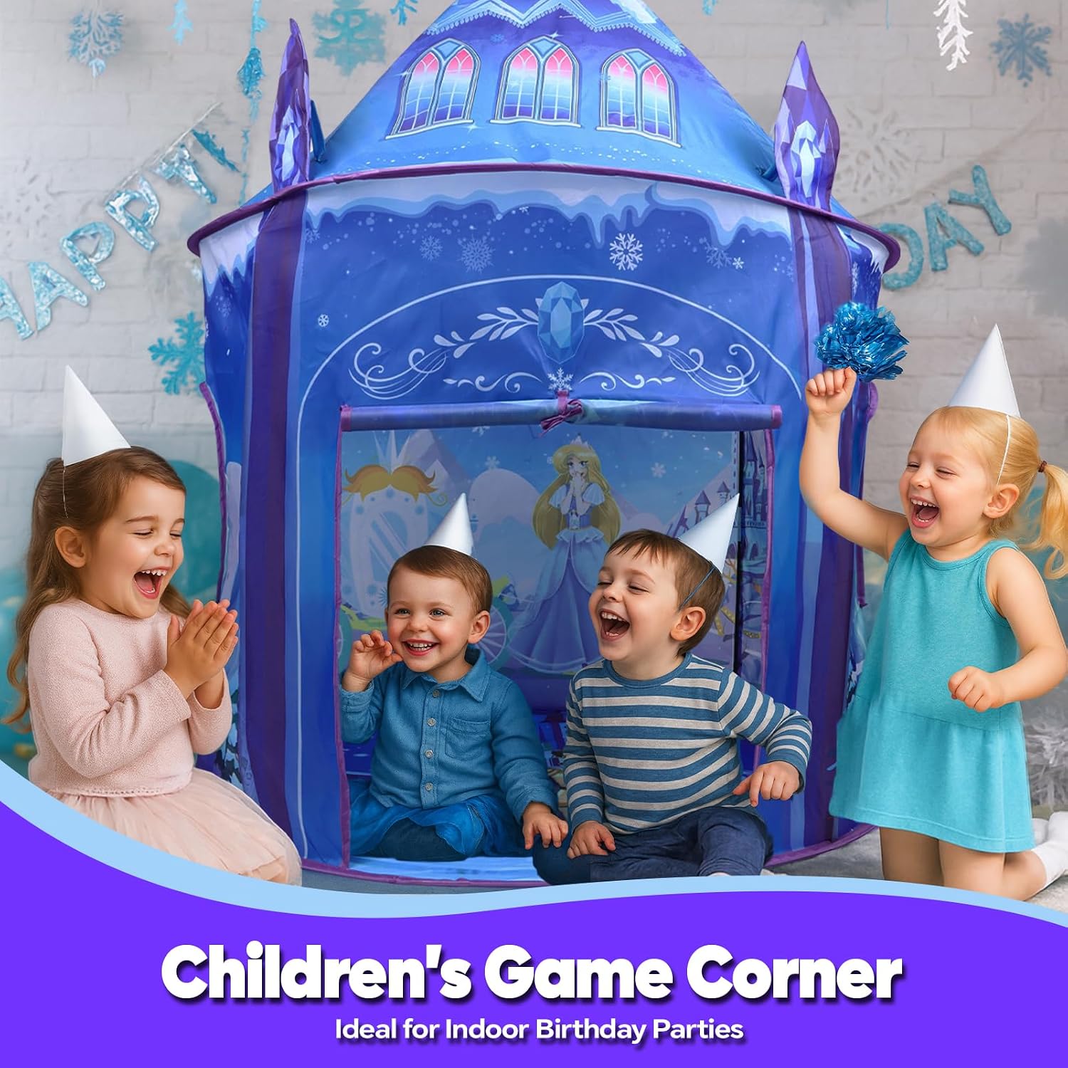 Detalle de Princess Ice Castle Play Tent for Girls (Ice Castle Wendy House) – Pop-Up Indoor/Outdoor Kids Toy Playhouse