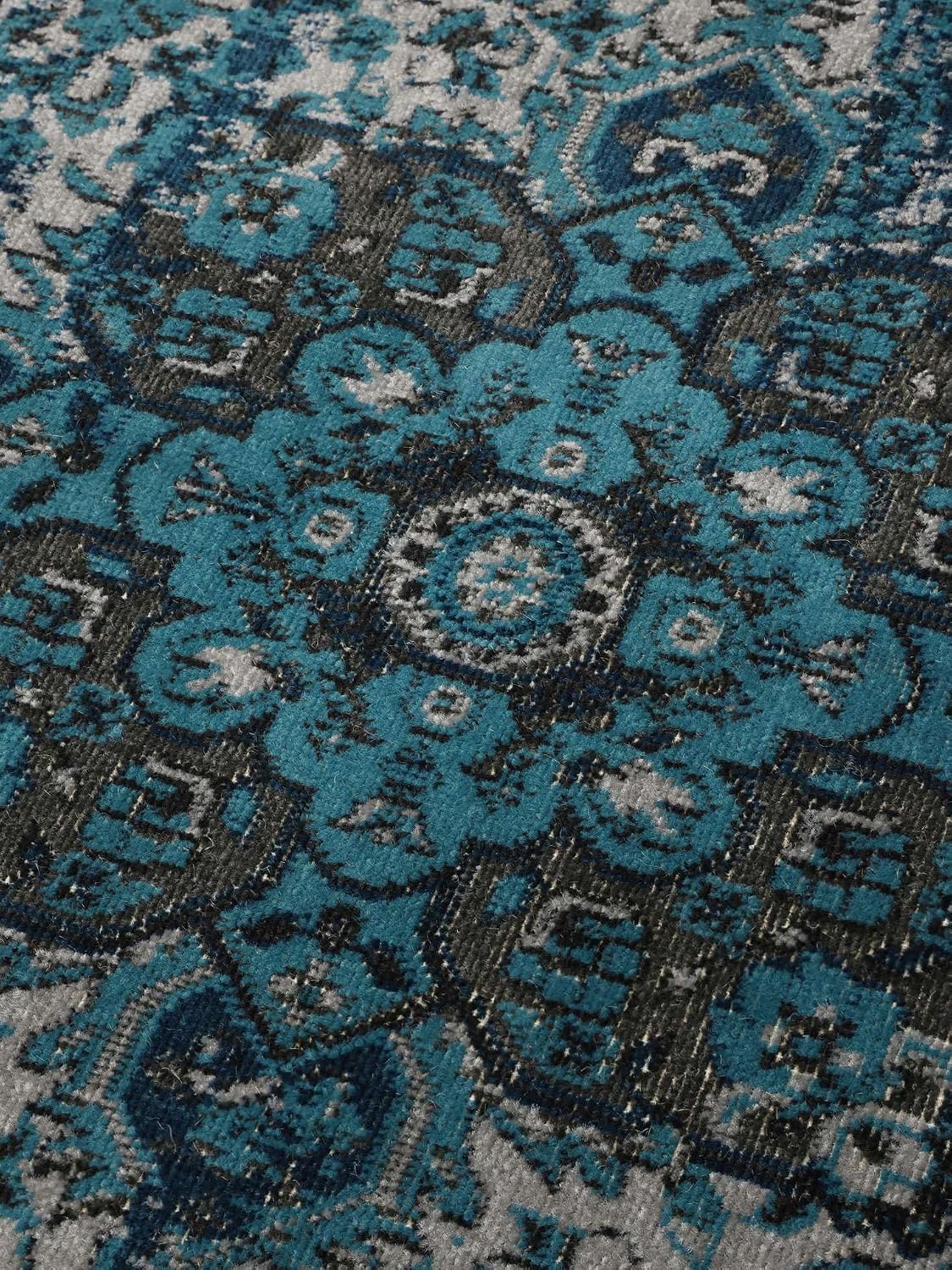 Detalle de RugVista Vintage Vega 140 x 200 cm Rug, Dark Blue/Turquoise, Low Pile