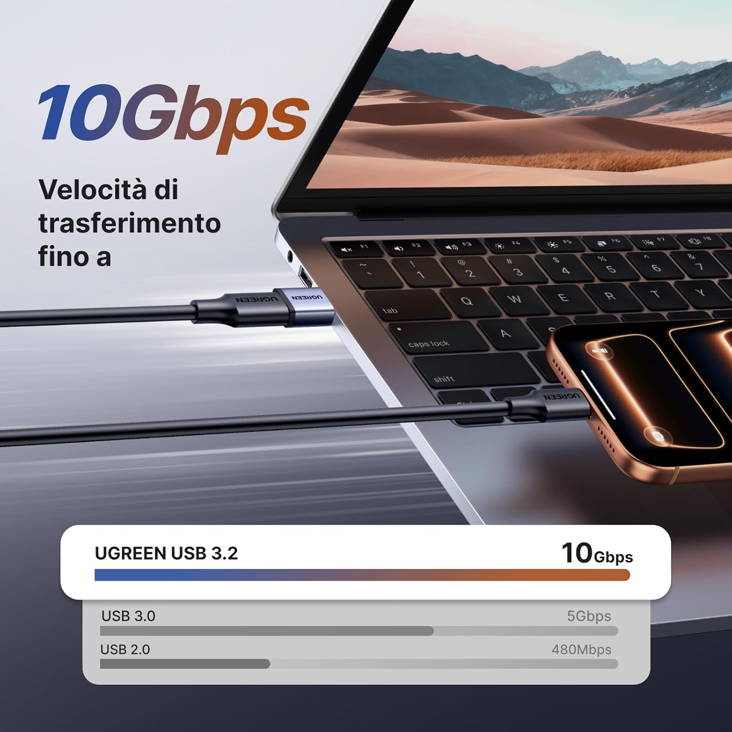 Thumbnail 1 de UGREEN Adattatore USB C a USB 3.2 10Gbps 5 pezzi: Convertitore USB-C femmina ↔ USB-A maschio