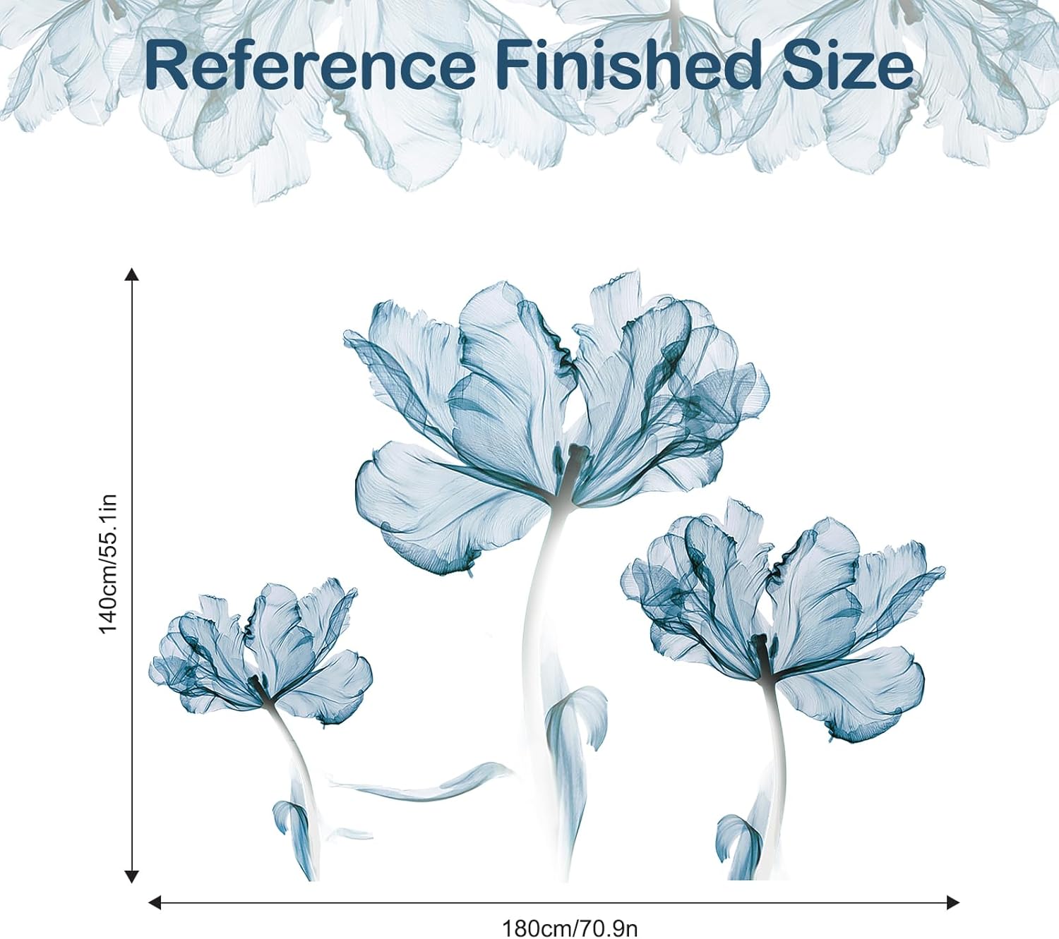 Thumbnail 4 de Tanlaby Grande Blu Fiori Adesivi Murali: decorazione floreale oversize per pareti