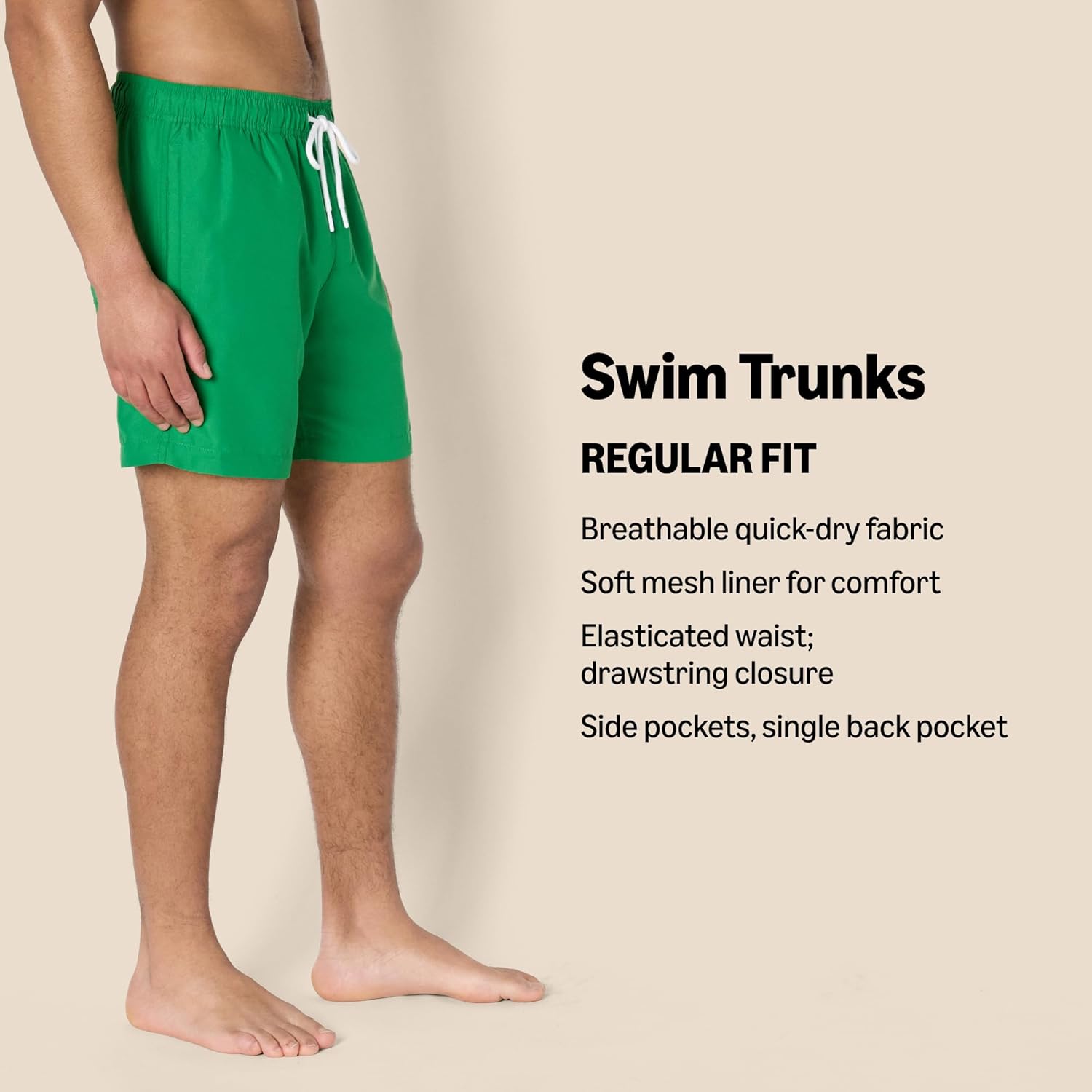 Detalle 2 de Amazon Essentials Men's Swim Trunk with Mesh Liner, Pockets, and Drawcord