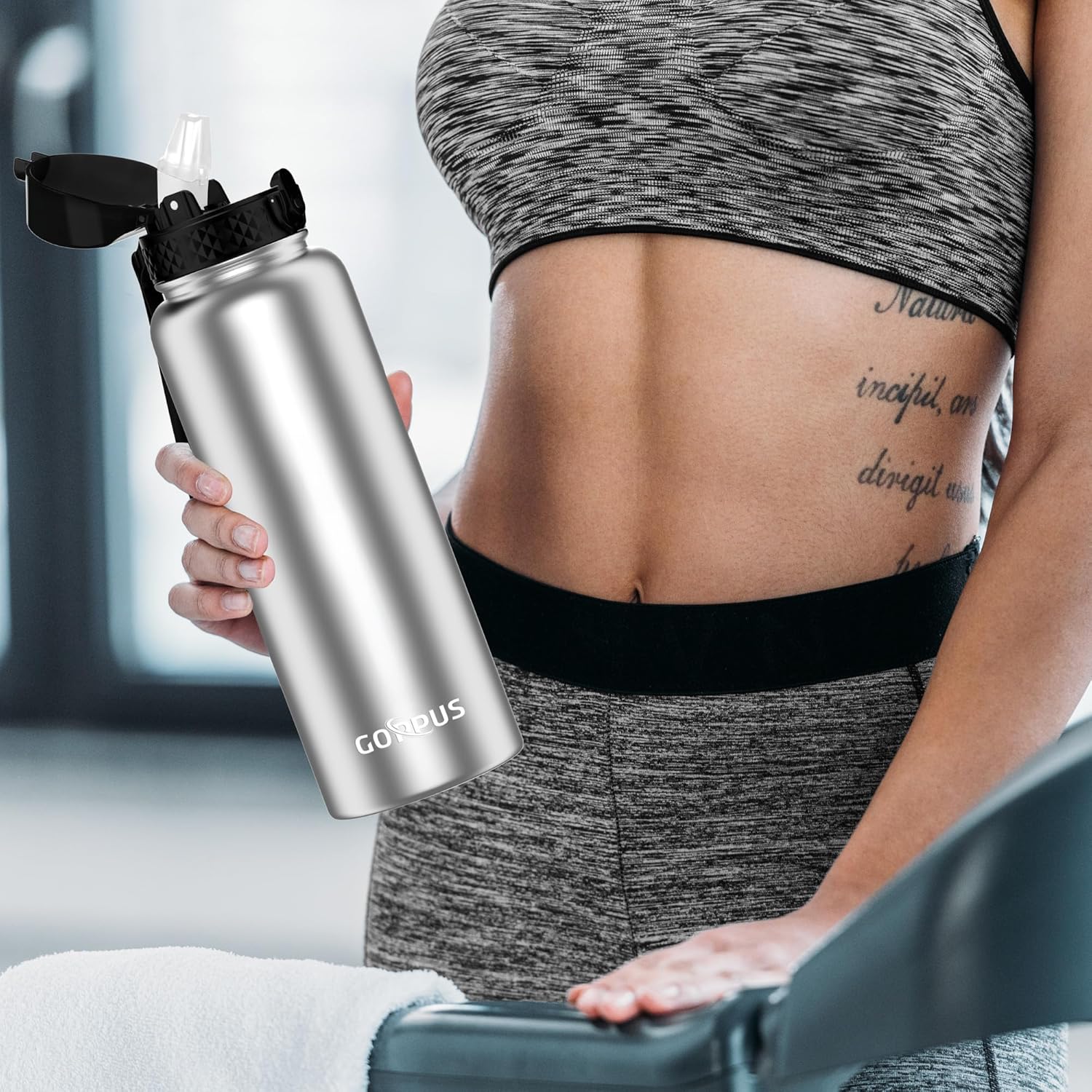 Thumbnail 5 de GOPPUS 1.2L Stainless Water Bottle with Straw – Dual‑Walled, Leakproof & Strap