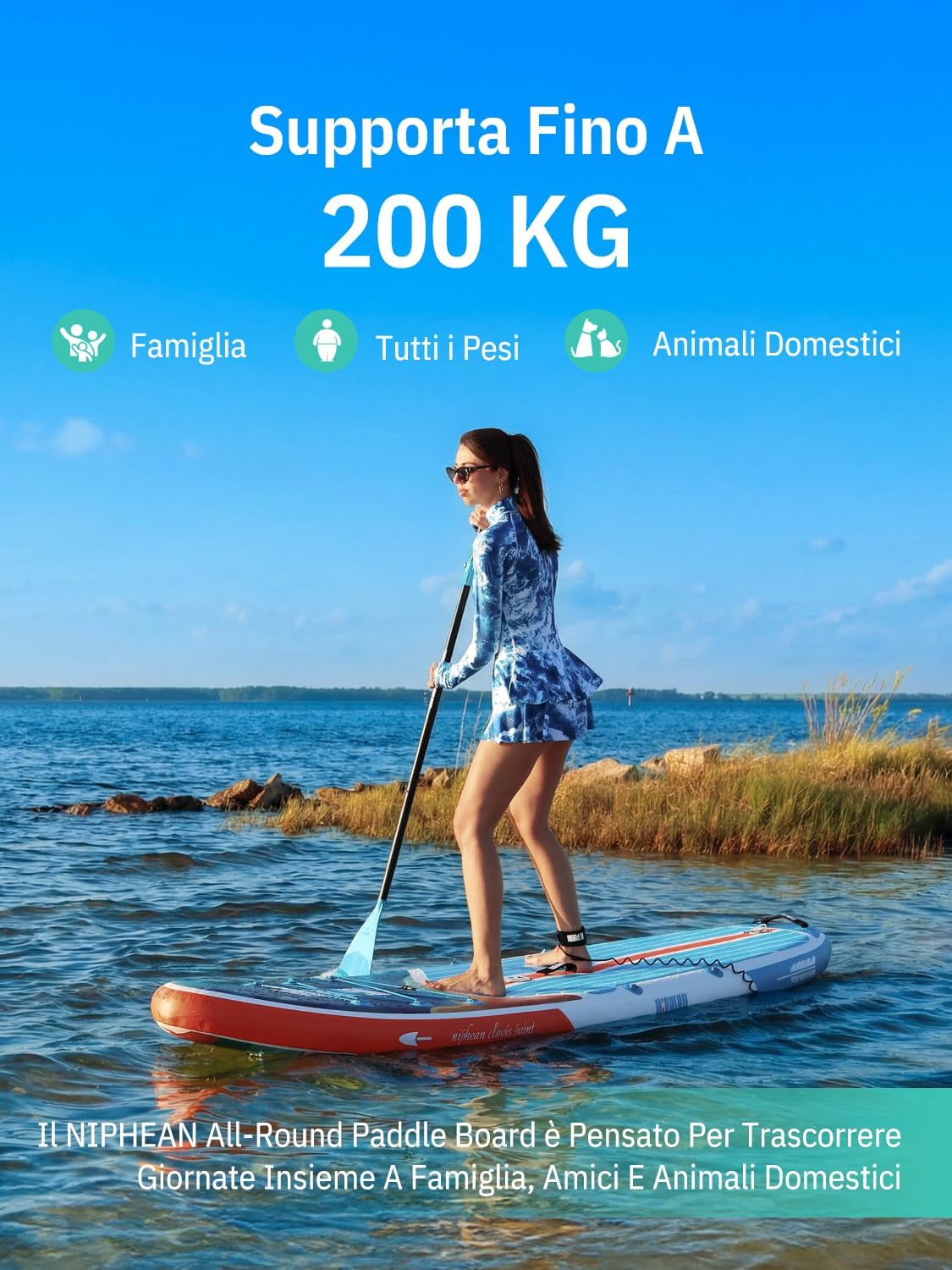 Detalle de Niphean SUP Gonfiabile Adulti con Tutti gli Accessori – Tavola da Stand Up Paddle 320 cm