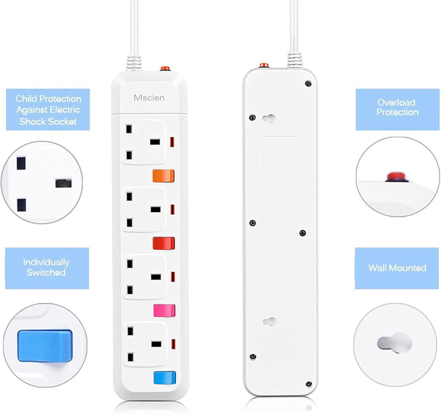 Detalle de 3M extension lead with 4 sockets UK